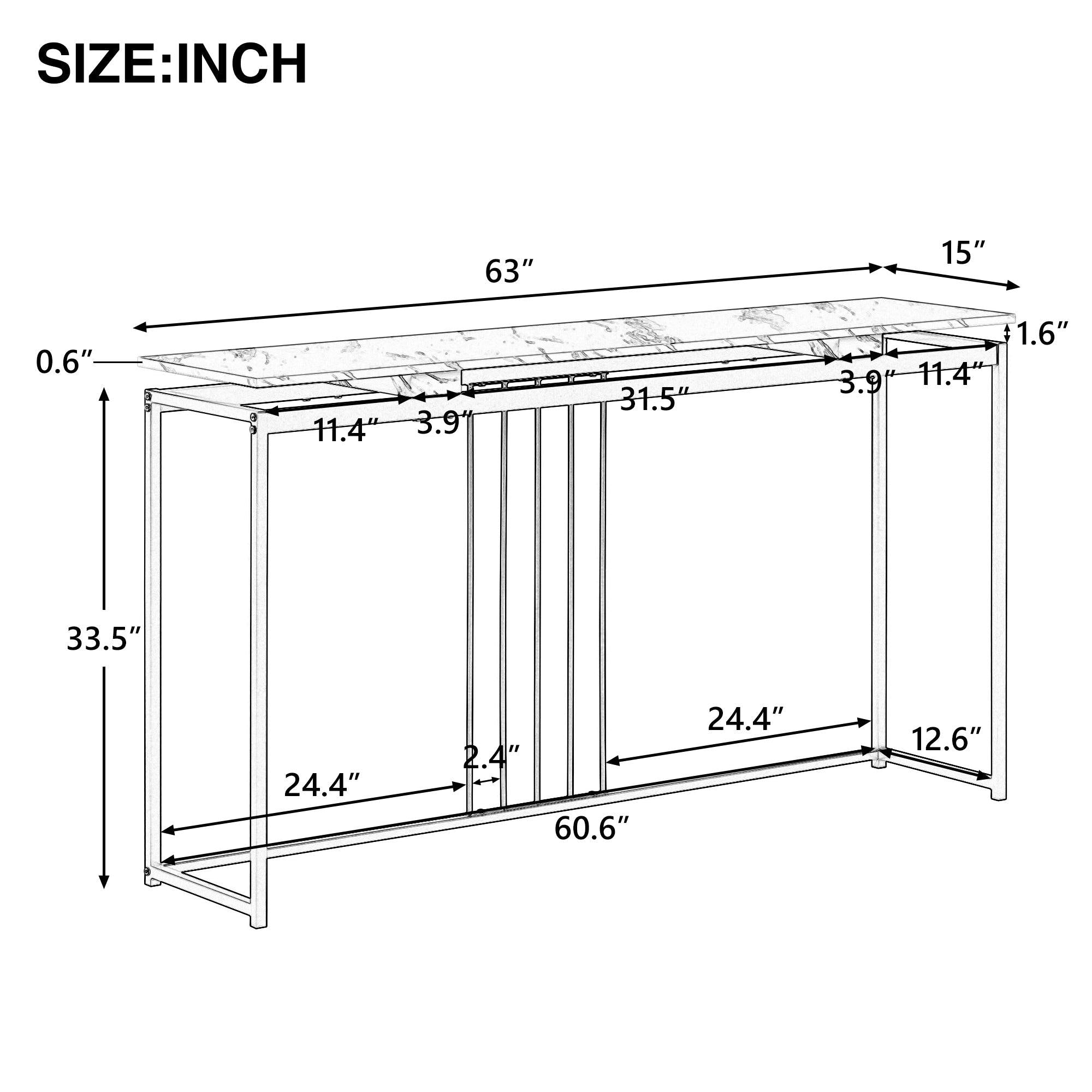 63''Modern Console Table, Extra Long Entryway Table with Metal Frame for Entryway, Hallway, Living Room, Foyer, Corridor, Office