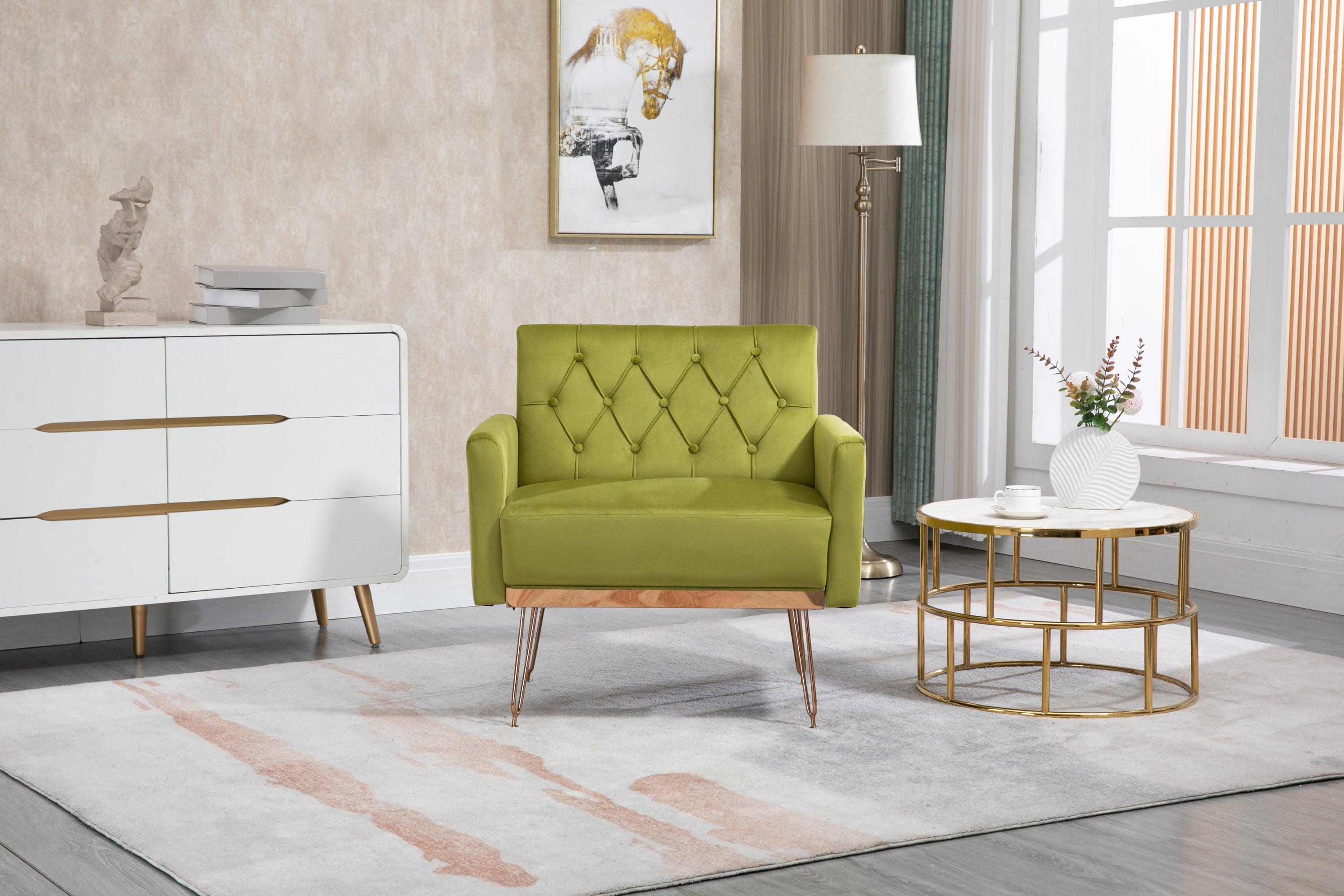 Accent  Chair  ,leisure single sofa  with Rose Golden  feet