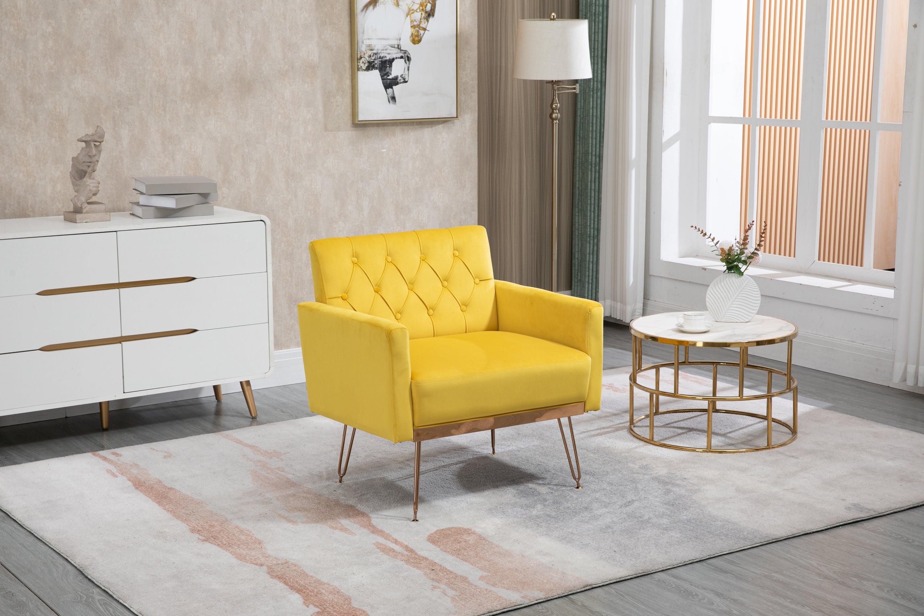 Accent  Chair  ,leisure single sofa  with Rose Golden  feet image