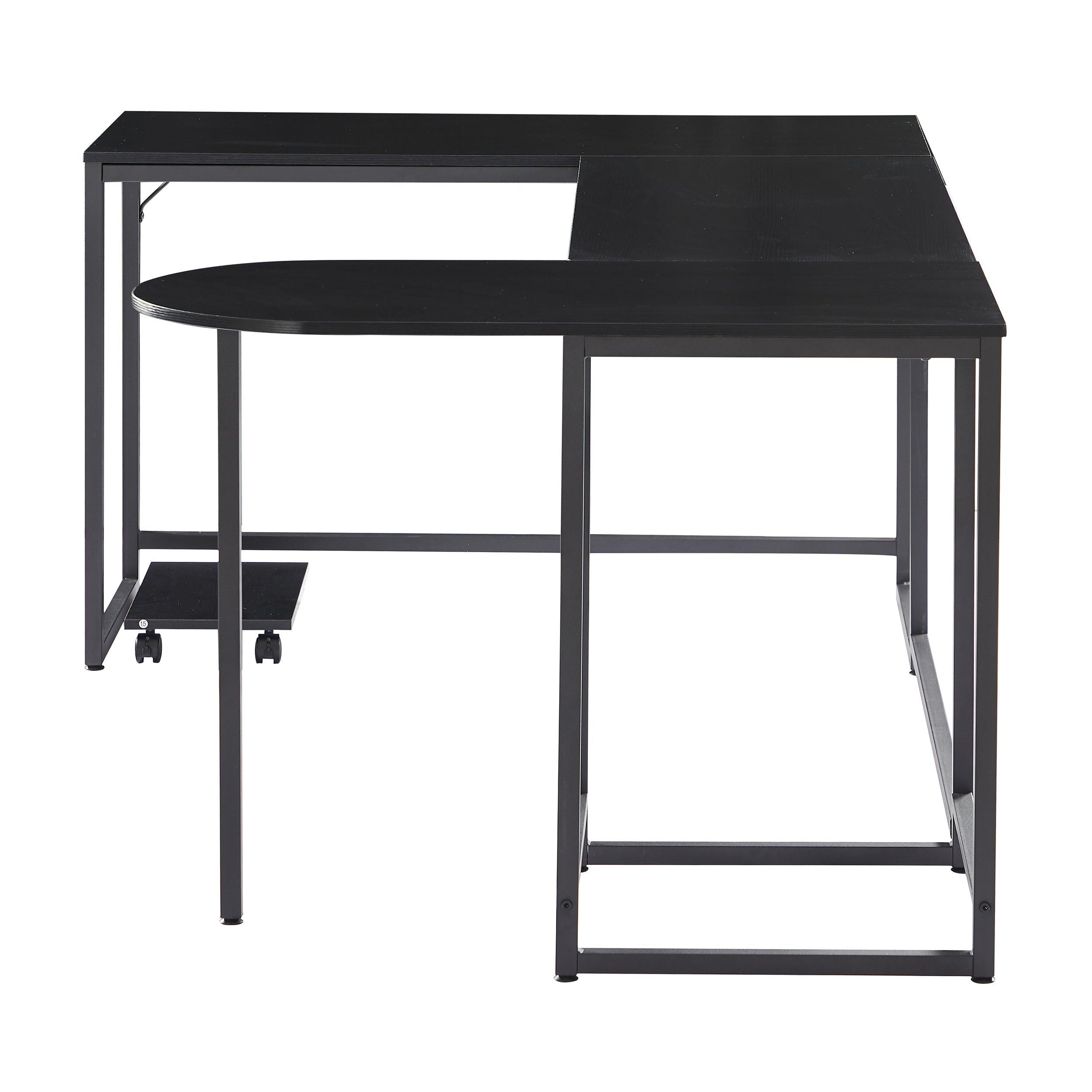 U-shaped Computer Desk, Industrial Corner Writing Desk with CPU Stand, Gaming Table Workstation Desk for Home Office (Black)