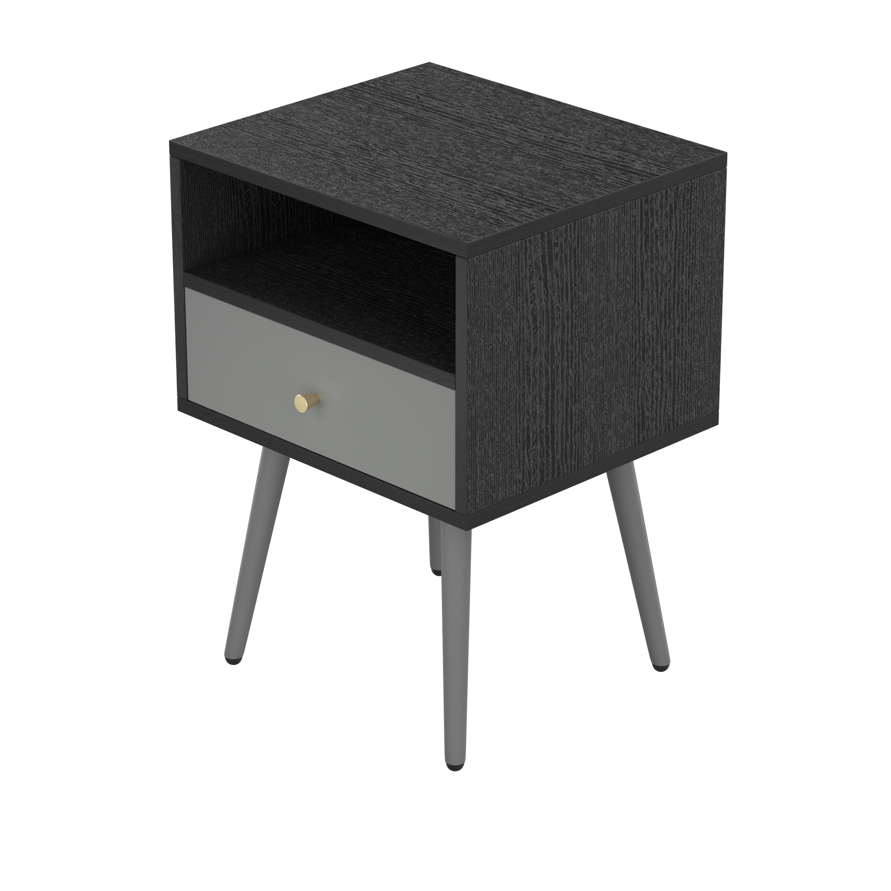 UpdateModern Nightstand with 1Drawers, Suitable for Bedroom/Living Room/Side Table (Dark Grey)