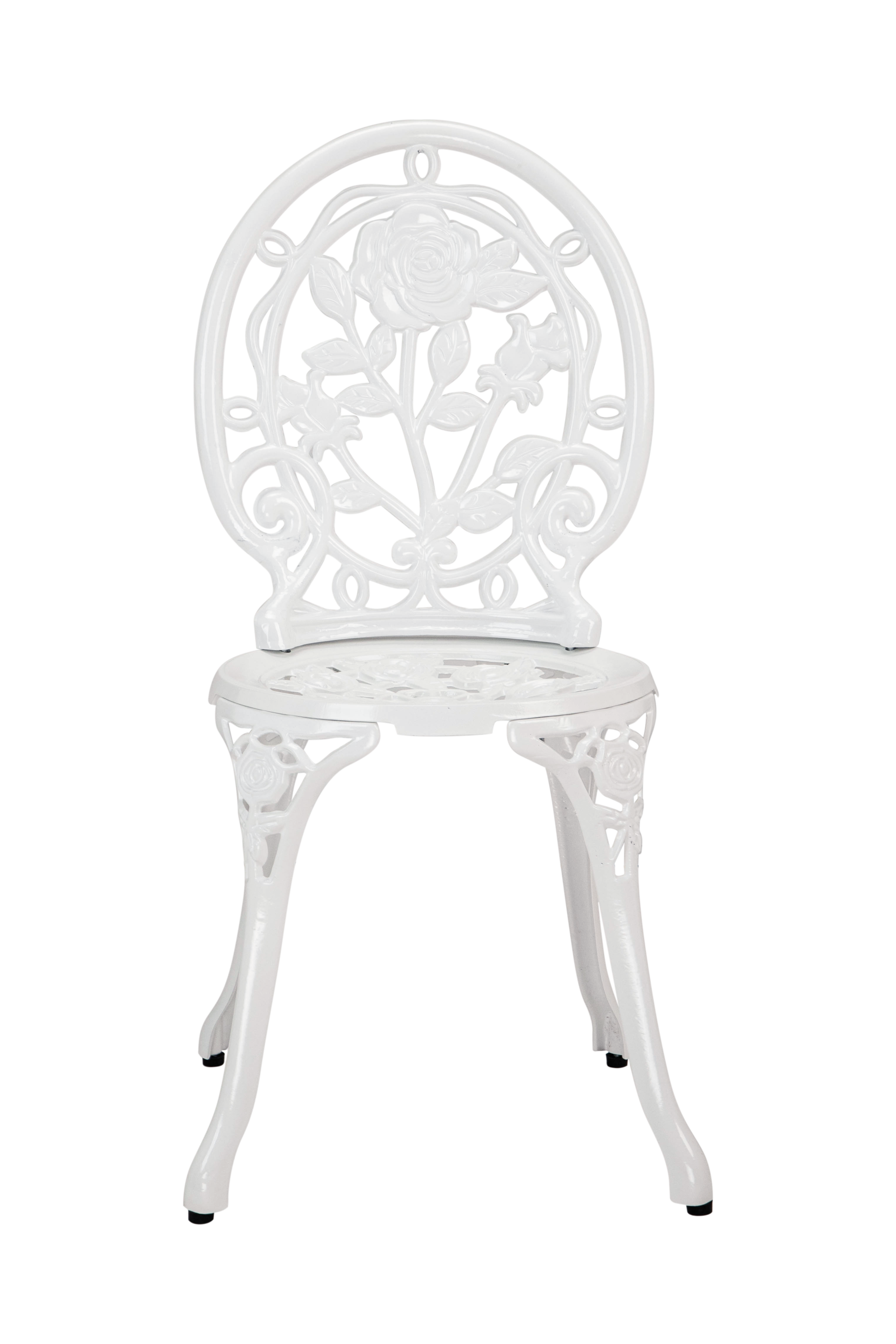 Bistro Table Set, White Rose 3 Piece, Outdoor Patio Table and Chairs Furniture, Durable Rust Weather Resistance，Rose White