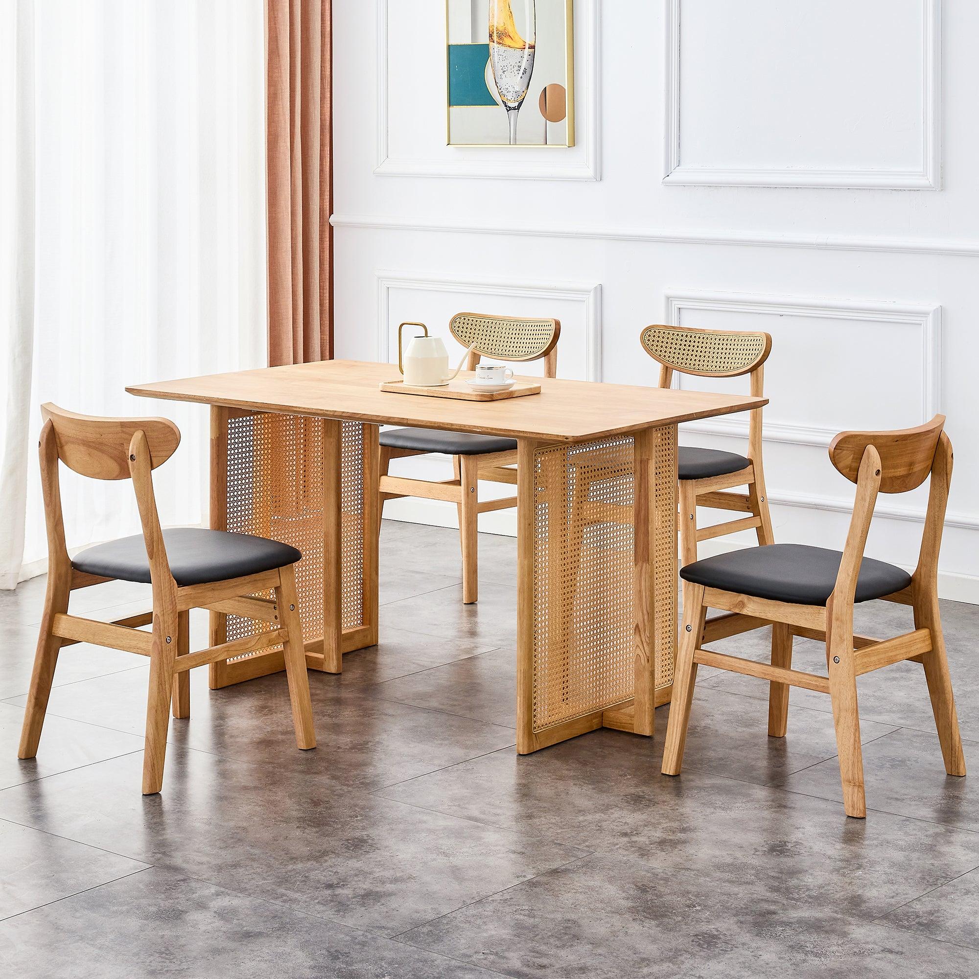 Dining Table.Chinese-style Rural Retro MDF Dining Table, SimpleModern Imitation Rattan Dining Table, Wooden Dining Table, Office Table.Suitable for Dining Room, Living Room and Office