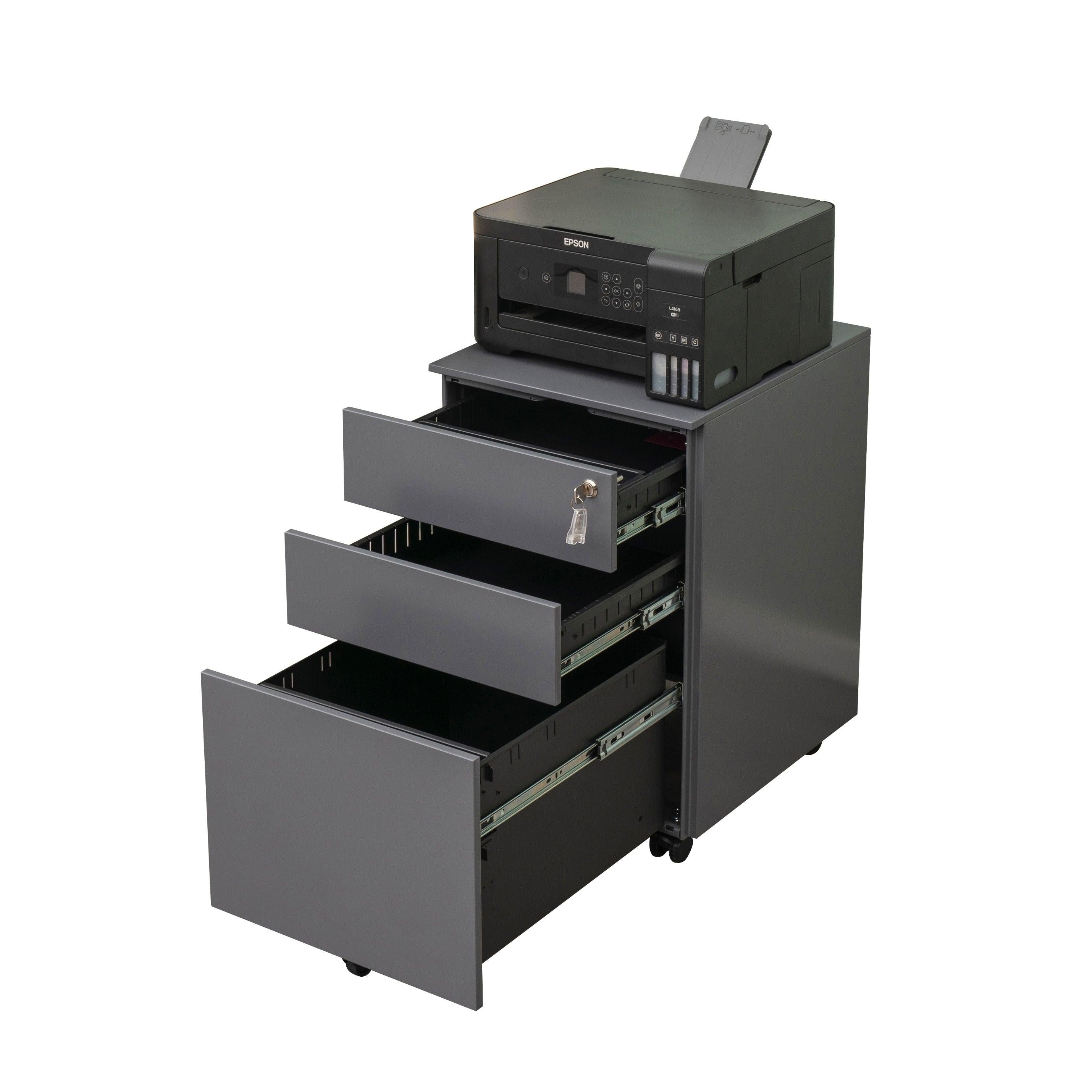 3 Drawer Mobile File Cabinet with Lock Steel File Cabinet for Legal/Letter/A4/F4 Size, Fully Assembled Include Wheels, Home/ Office Design