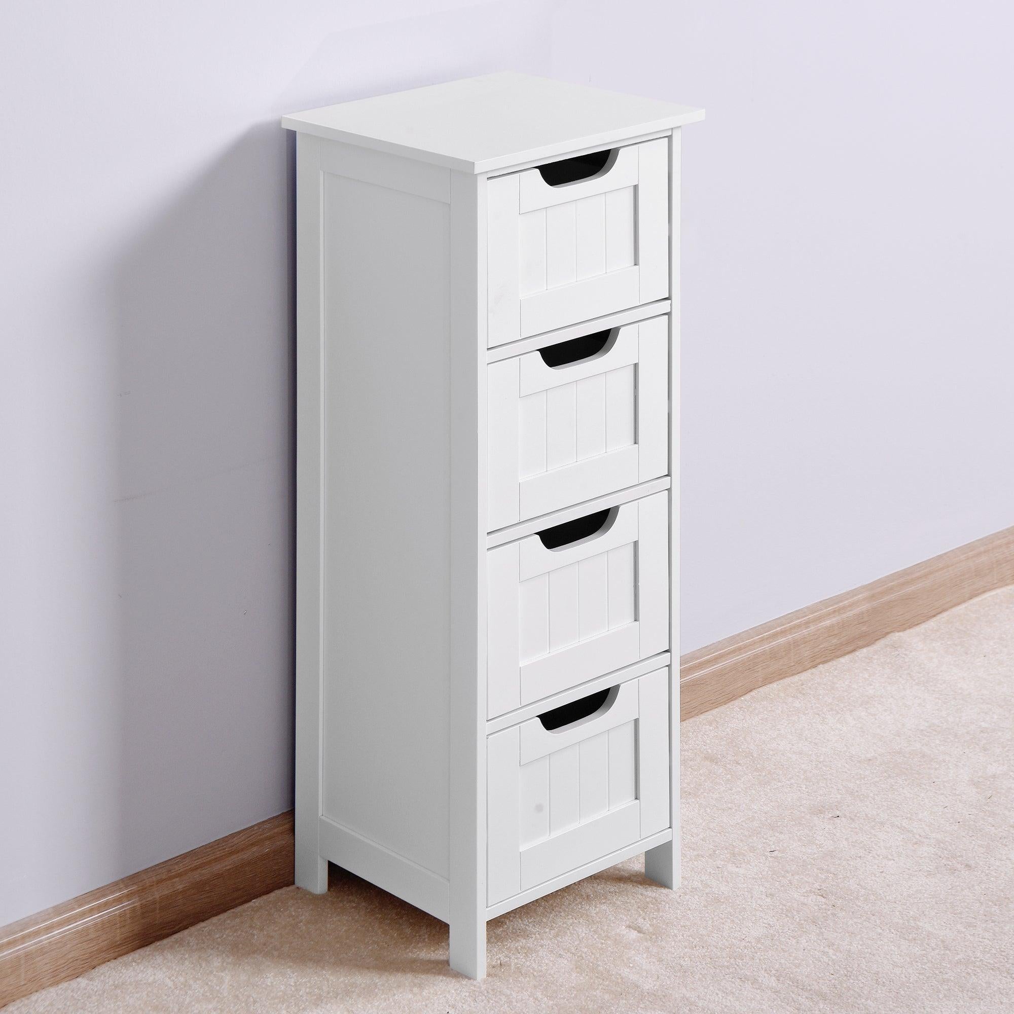 White BathroomStorage Cabinet, Freestanding Cabinet with Drawers