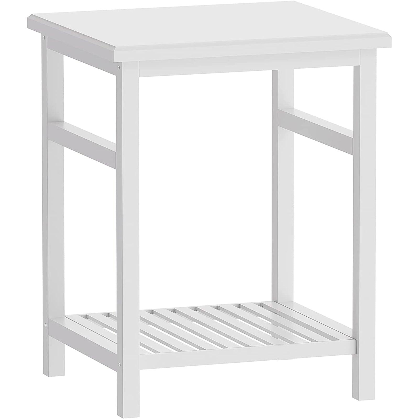 Nightstand, End Table, Bamboo Night Stand Bedside Table, Side Table for Bedroom Living Room Lounge, Space Saving, Easy to Assemble, NS-537 (1 Pack, White) image