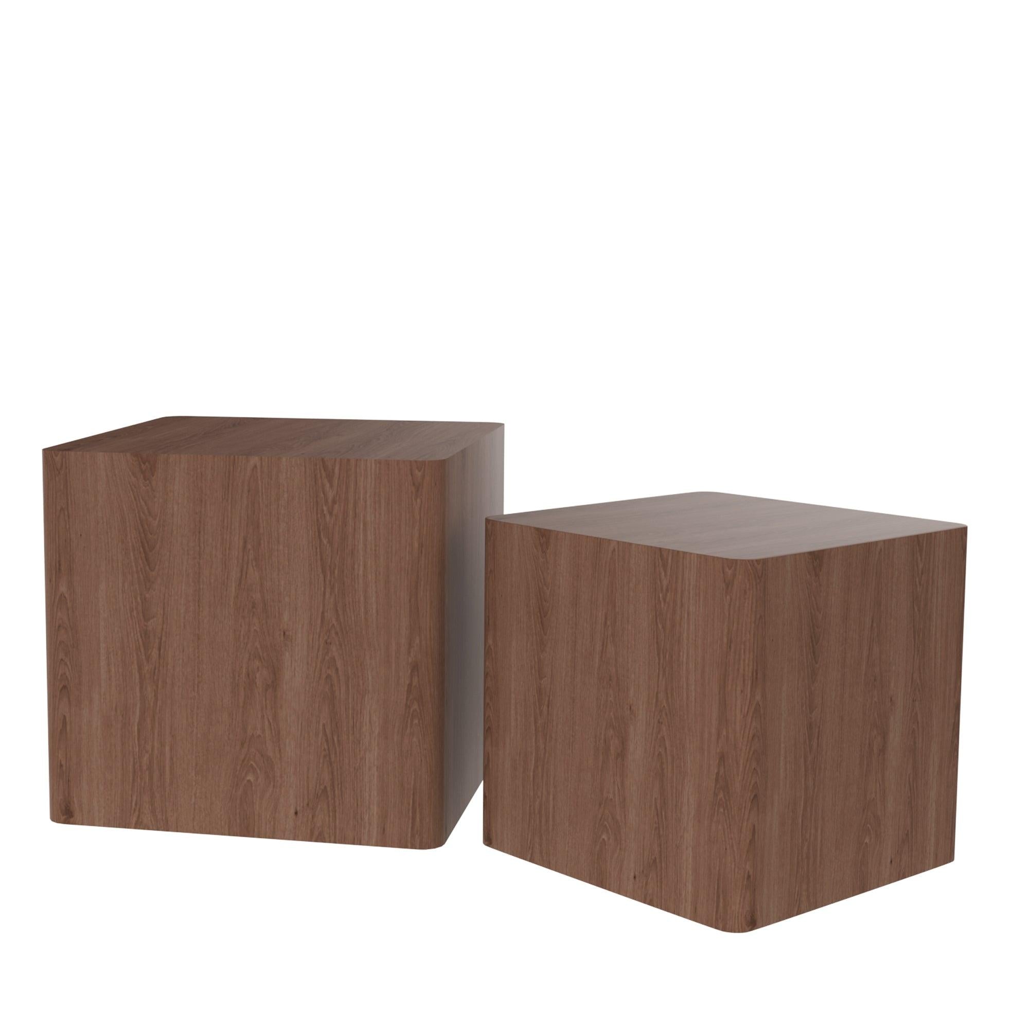 MDF Nesting table/side table/coffee table/end table for living room,office,bedroom Walnut，set of 2