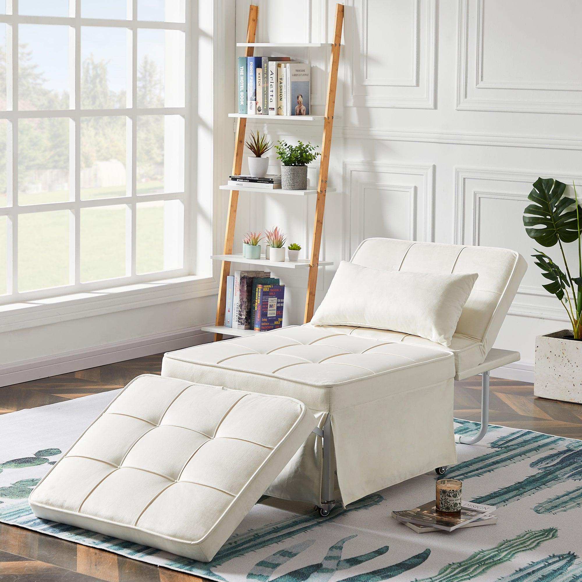 Velvet Folding Sofa Bed Sleeper Chair with Adjustable Backrest . image