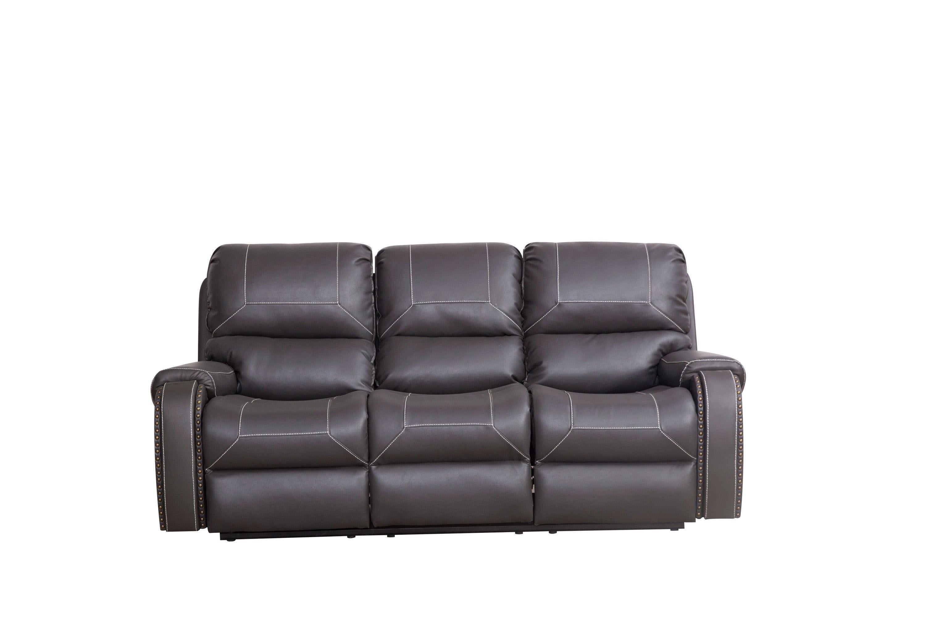 Faux Leather Reclining Sofa Couch 3 Seater Sofa for Living Room Grey