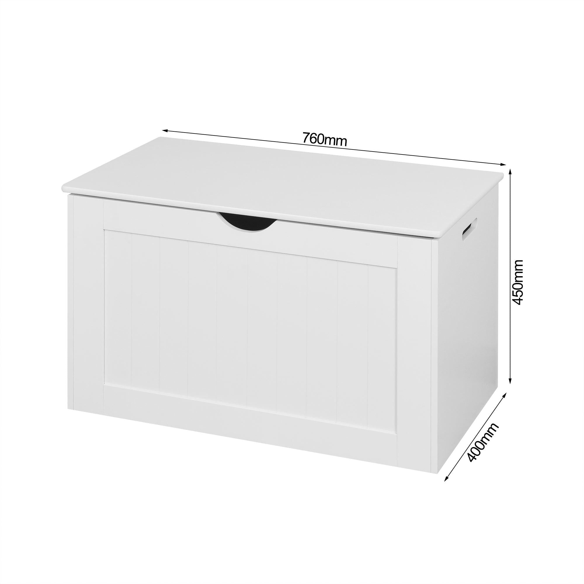 White Lift Top EntrywayStorage Cabinet with 2 Safety Hinge, Wooden Toy Box