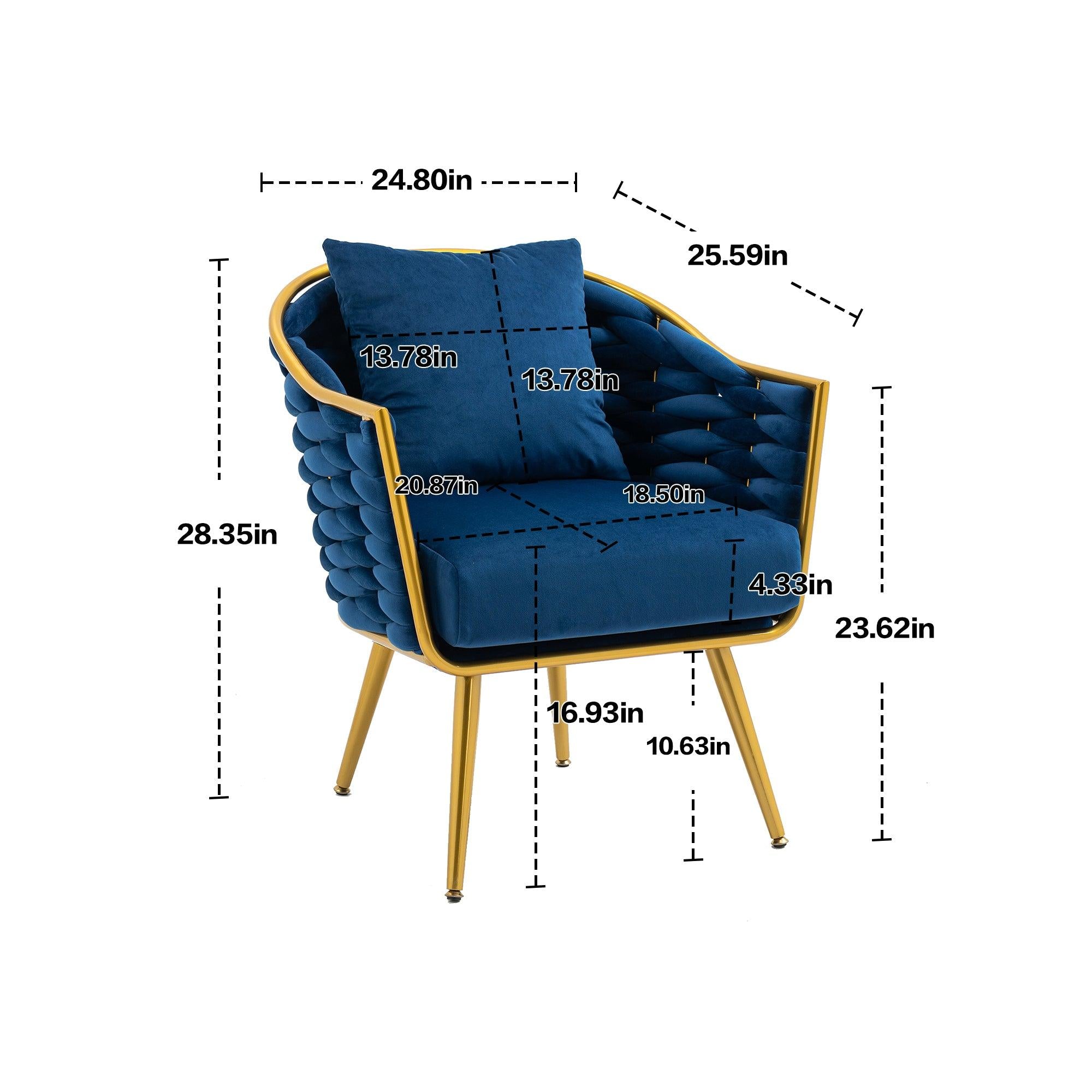 Velvet Accent ChairModern Upholstered Armchair Tufted Chair with Metal Frame, Single Leisure Chairs  for Living Room Bedroom Office Balcony