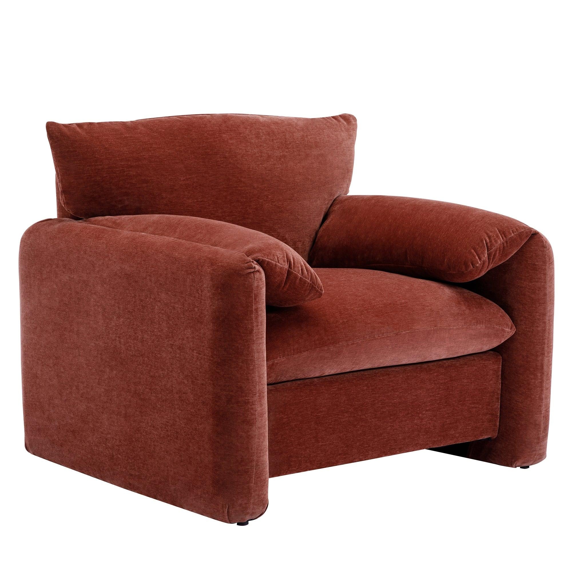 Modern Style Chenille Oversized Armchair Accent Chair Single Sofa Lounge Chair 38.6''W for Living Room, Bedroom, Claret Red