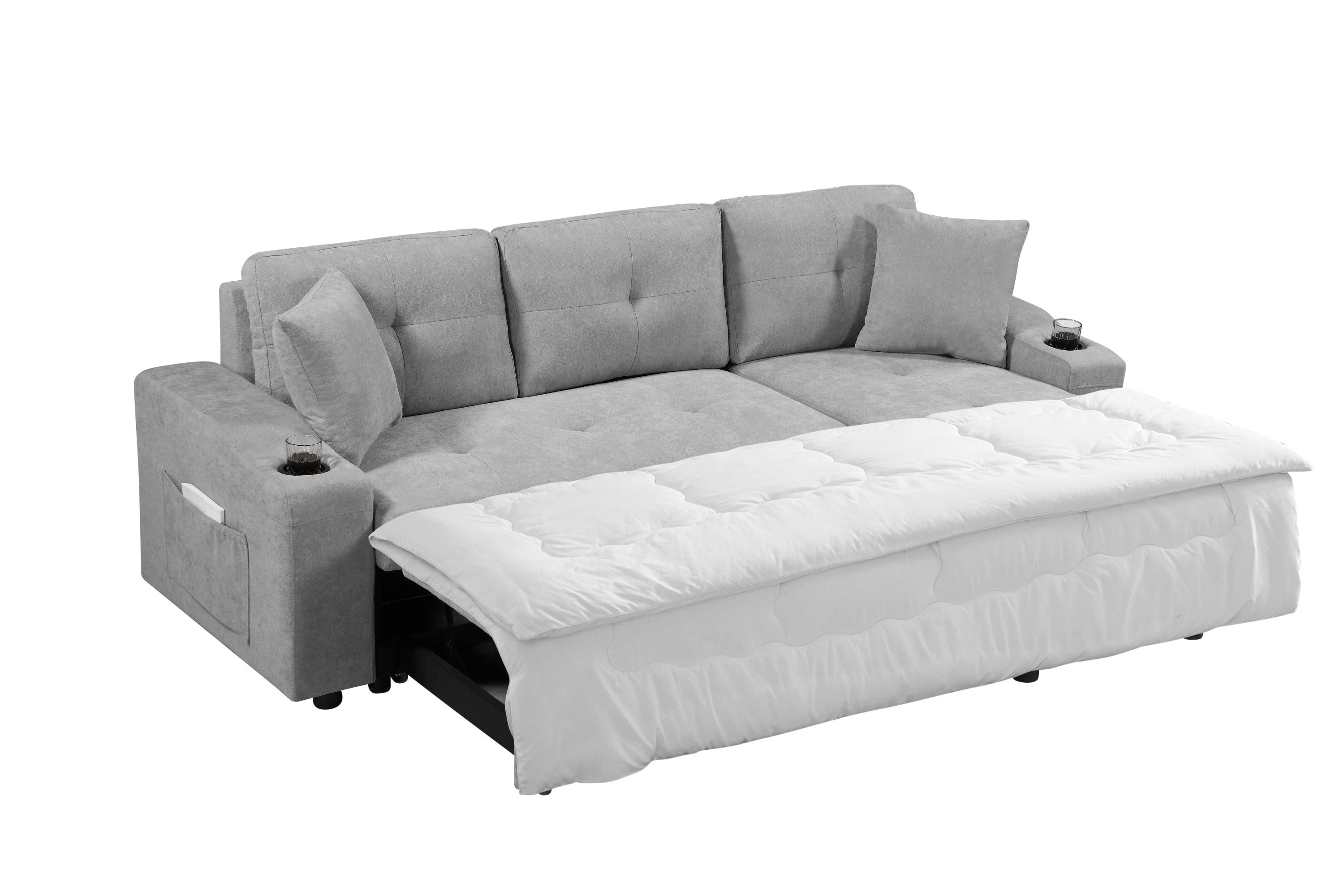 convertible corner sofa with armrestStorage, living room and apartment sectional sofa, right chaise longue and grey