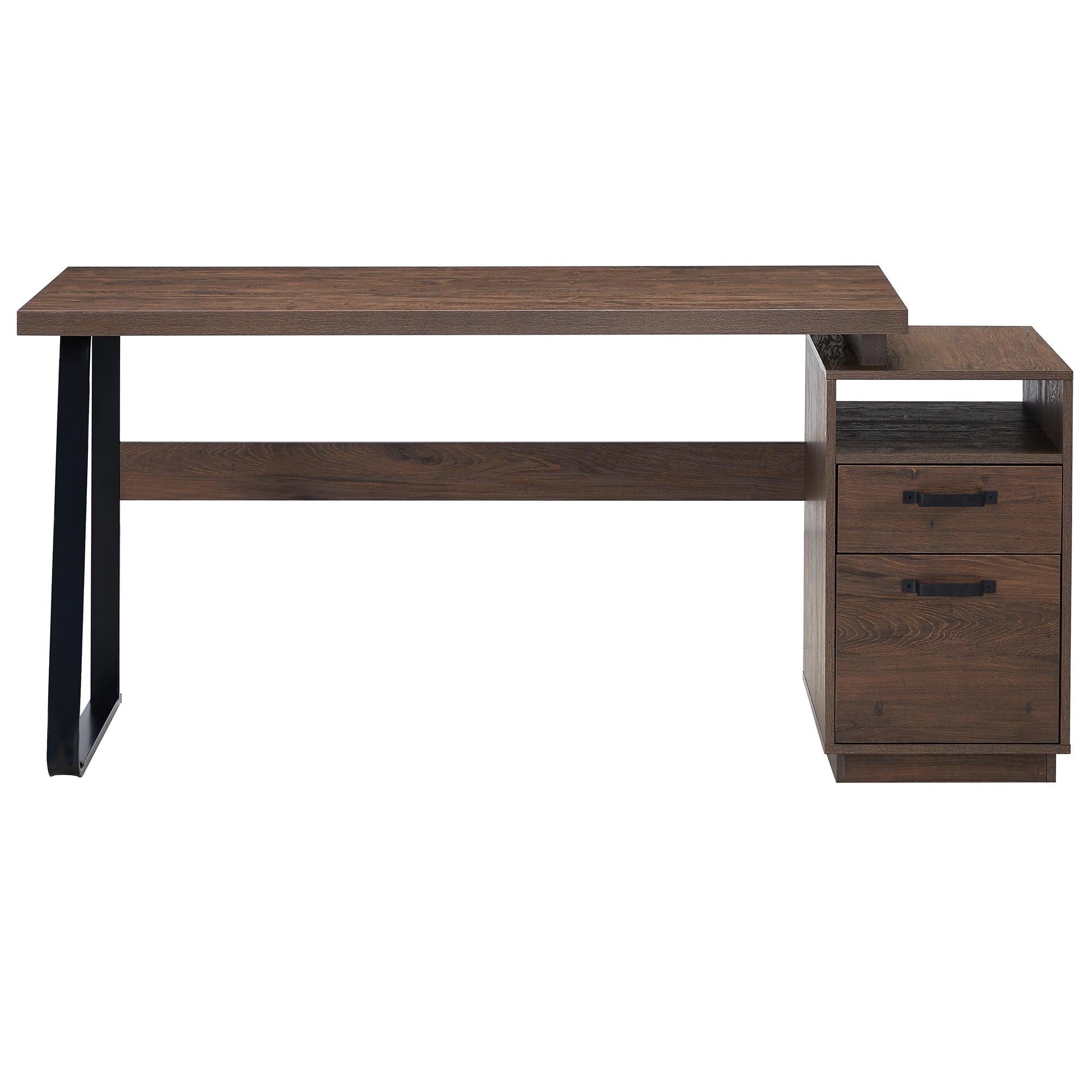 Home Office Computer Desk with Drawers/Hanging Letter-size Files, 65 inch Writing Study Table with Drawers