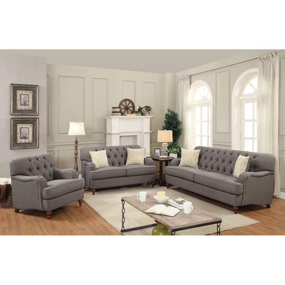 ACME Alianza Sofa w/2 Pillows in Dark Gray Fabric 53690