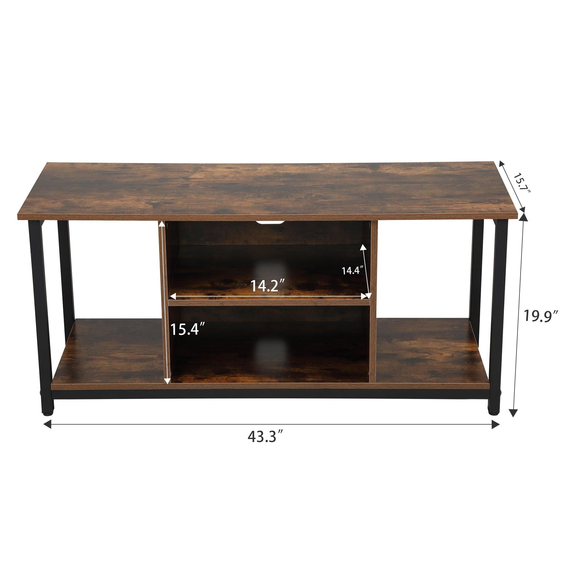 TV Stand for TV up to 50 inch 3 Tier Entertainment CenterModern TV Stand Media Console Table with Open ShelvingStorage Wood Retro Industrial TV Cabinet for Living Room Bedroom