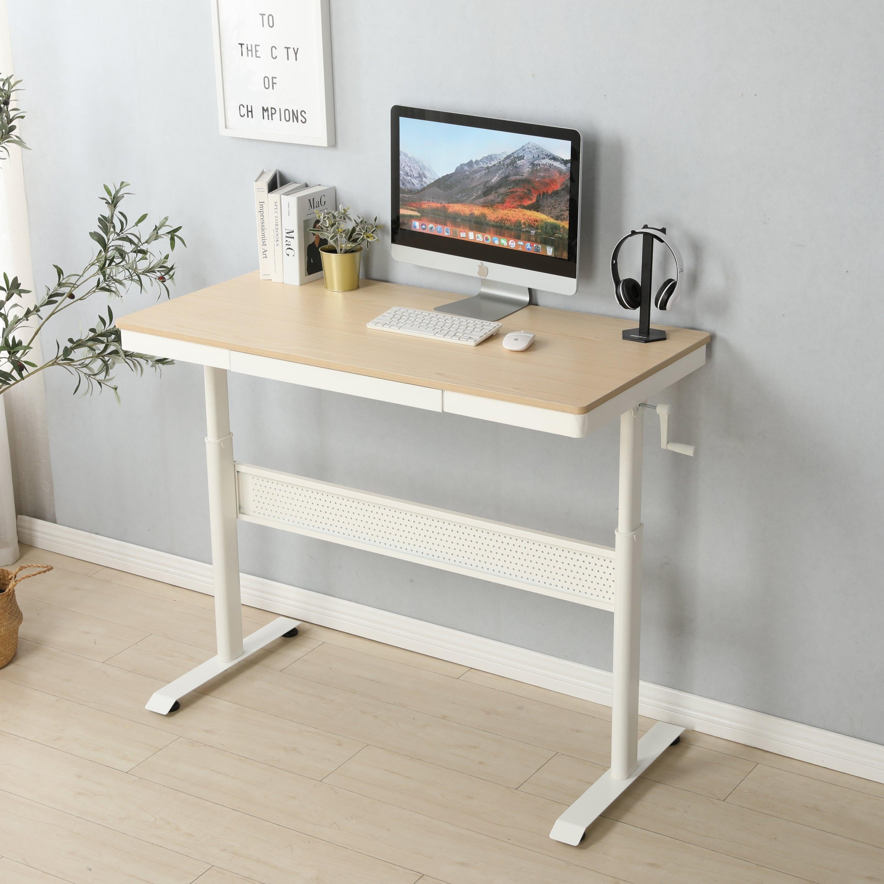 Standing Desk with Metal Drawer 48 x 24 Inches , Adjustable Height  Stand up Desk, Sit Stand Home Office Desk, Ergonomic Workstation