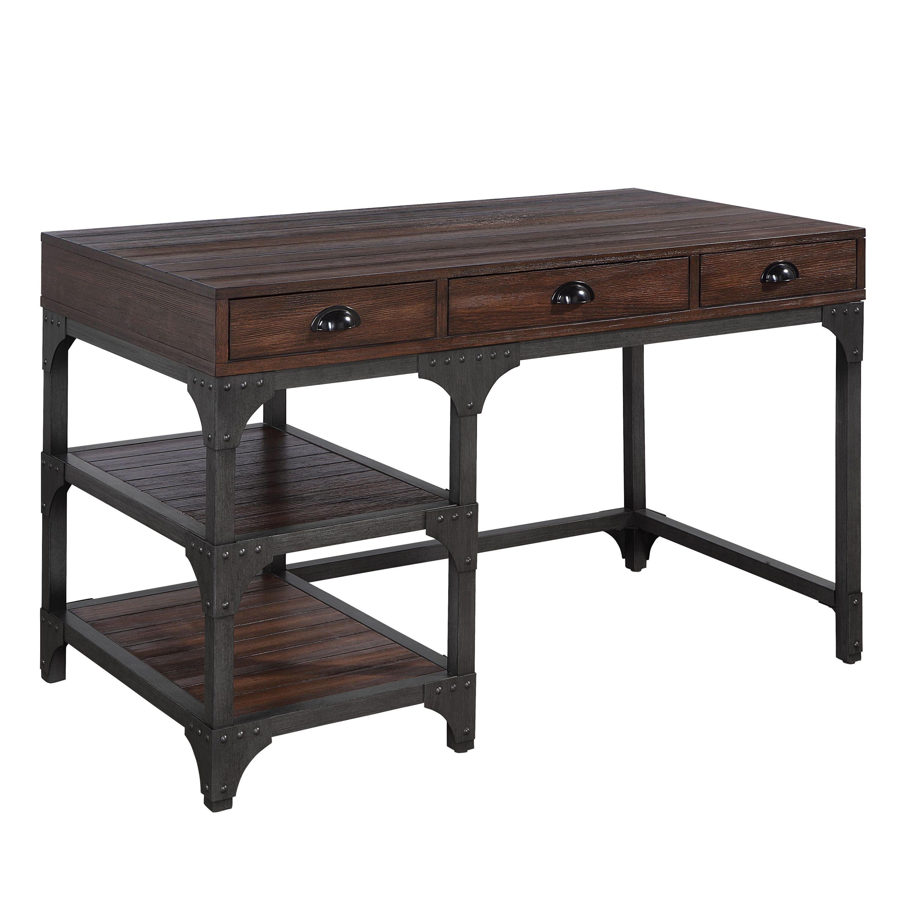 ACME Gorden Writing Desk, Espresso Oak Finish & Antique Black Metal OF00143