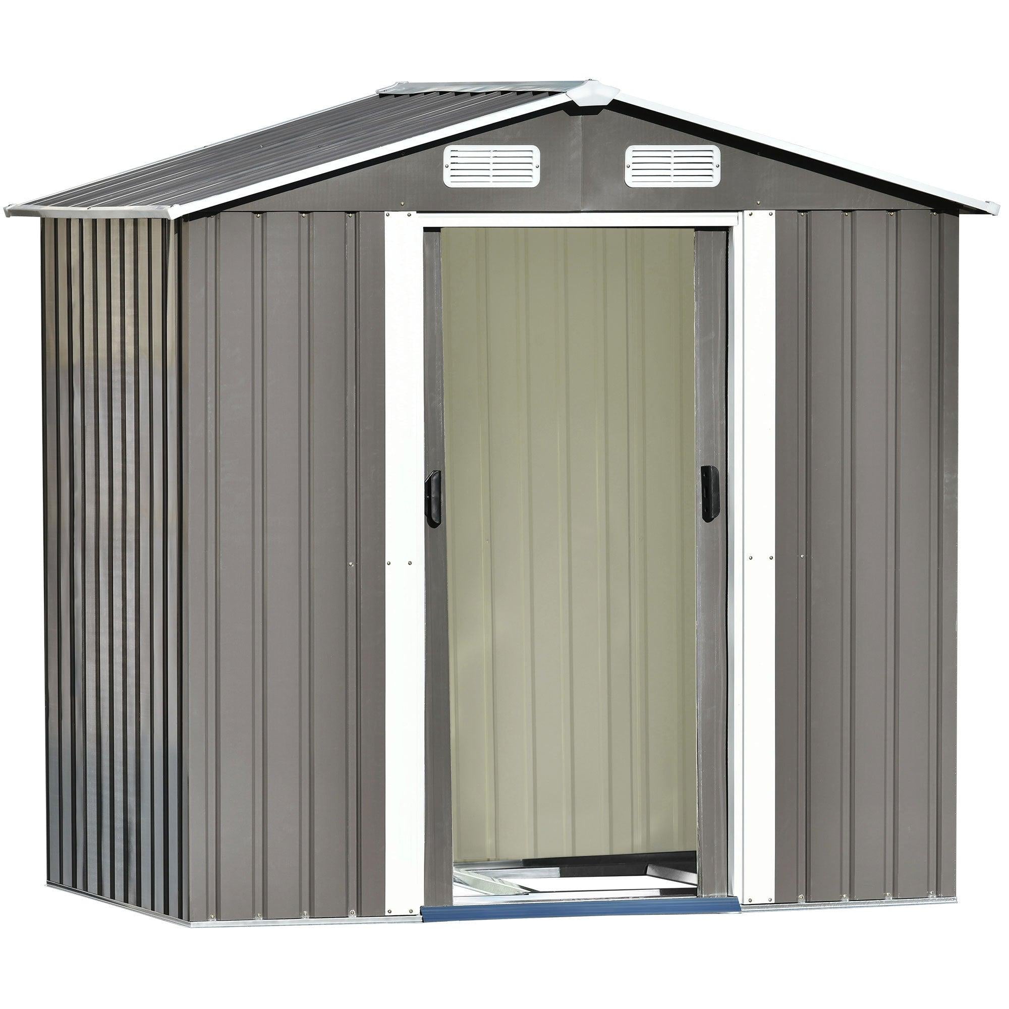 Patio 6ft x4ft Bike Shed Garden Shed, MetalStorage Shed with Lockable Door, Tool Cabinet with Vents and Foundation for Backyard, Lawn, Garden, Gray