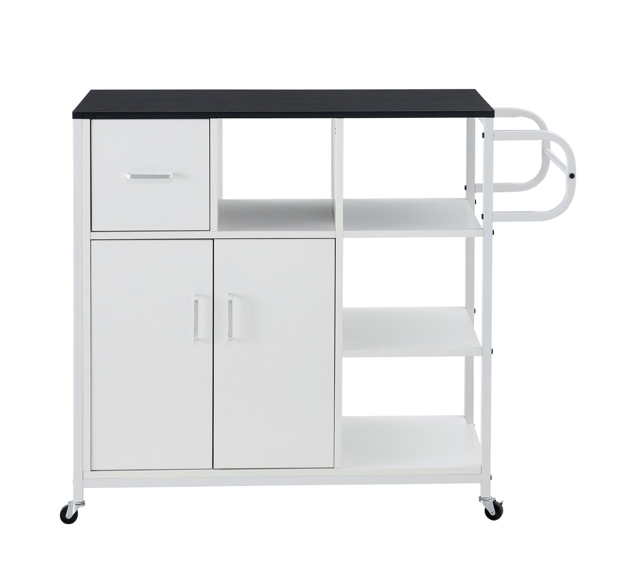 KITCHStorage cabinet WHITE-Black, move with roller..