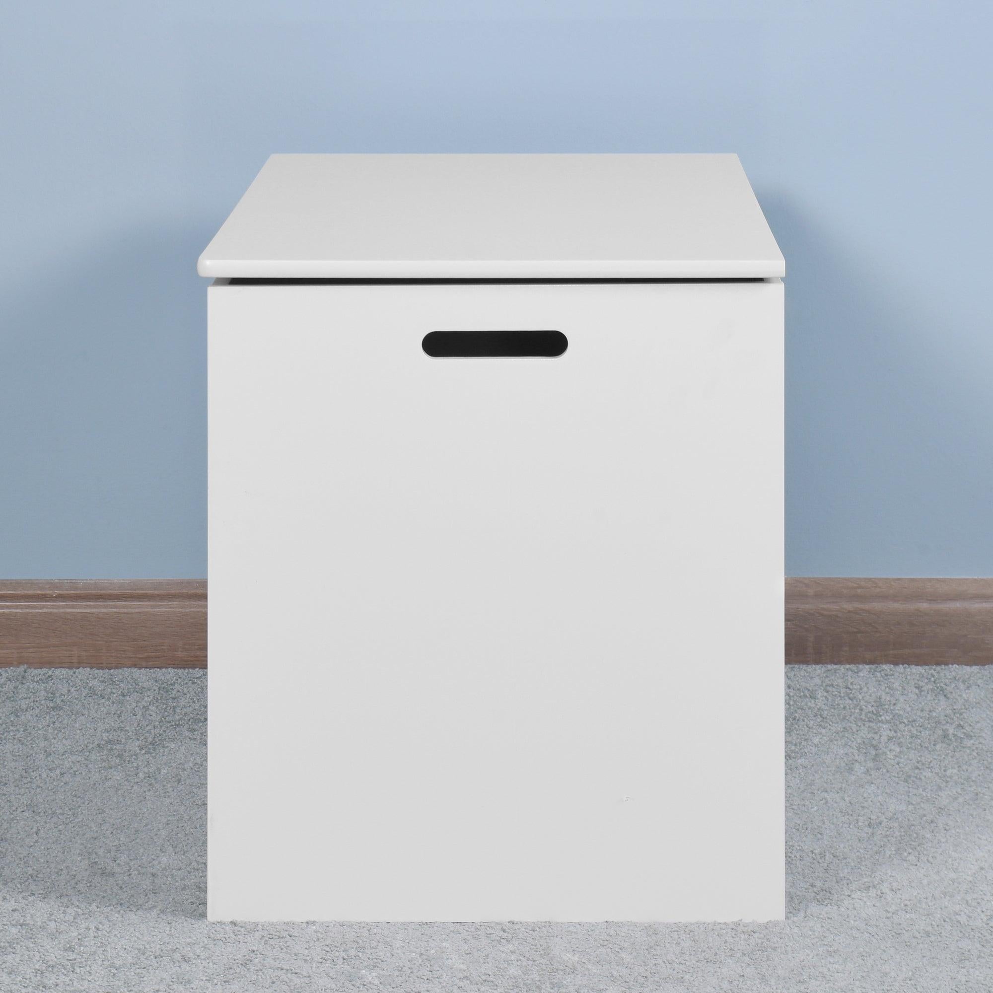 White Lift Top EntrywayStorage Cabinet with 2 Safety Hinge, Wooden Toy Box