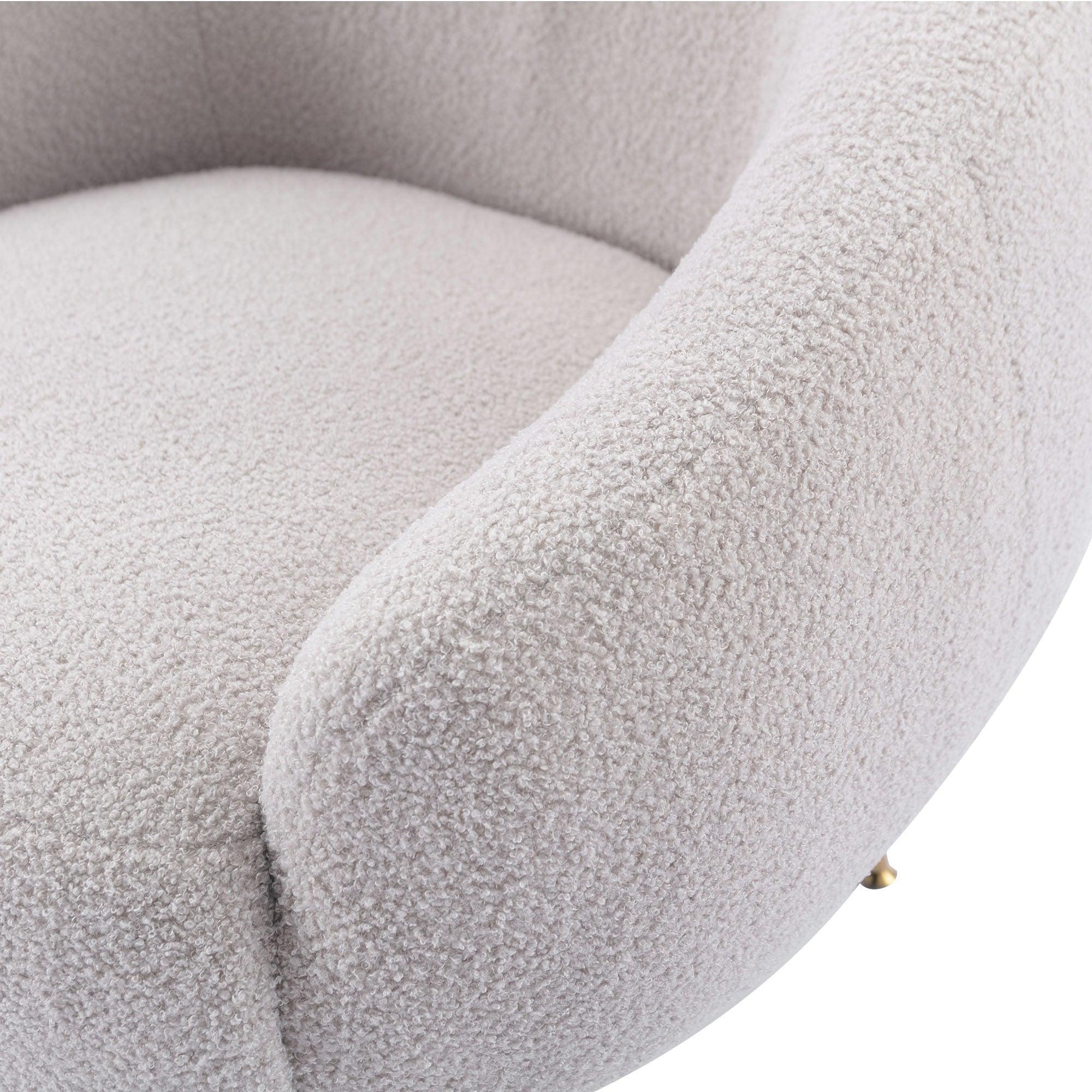 Modern Comfy Leisure Accent Chair, Teddy Short Plush Particle Velvet Armchair with Ottoman for Living Room