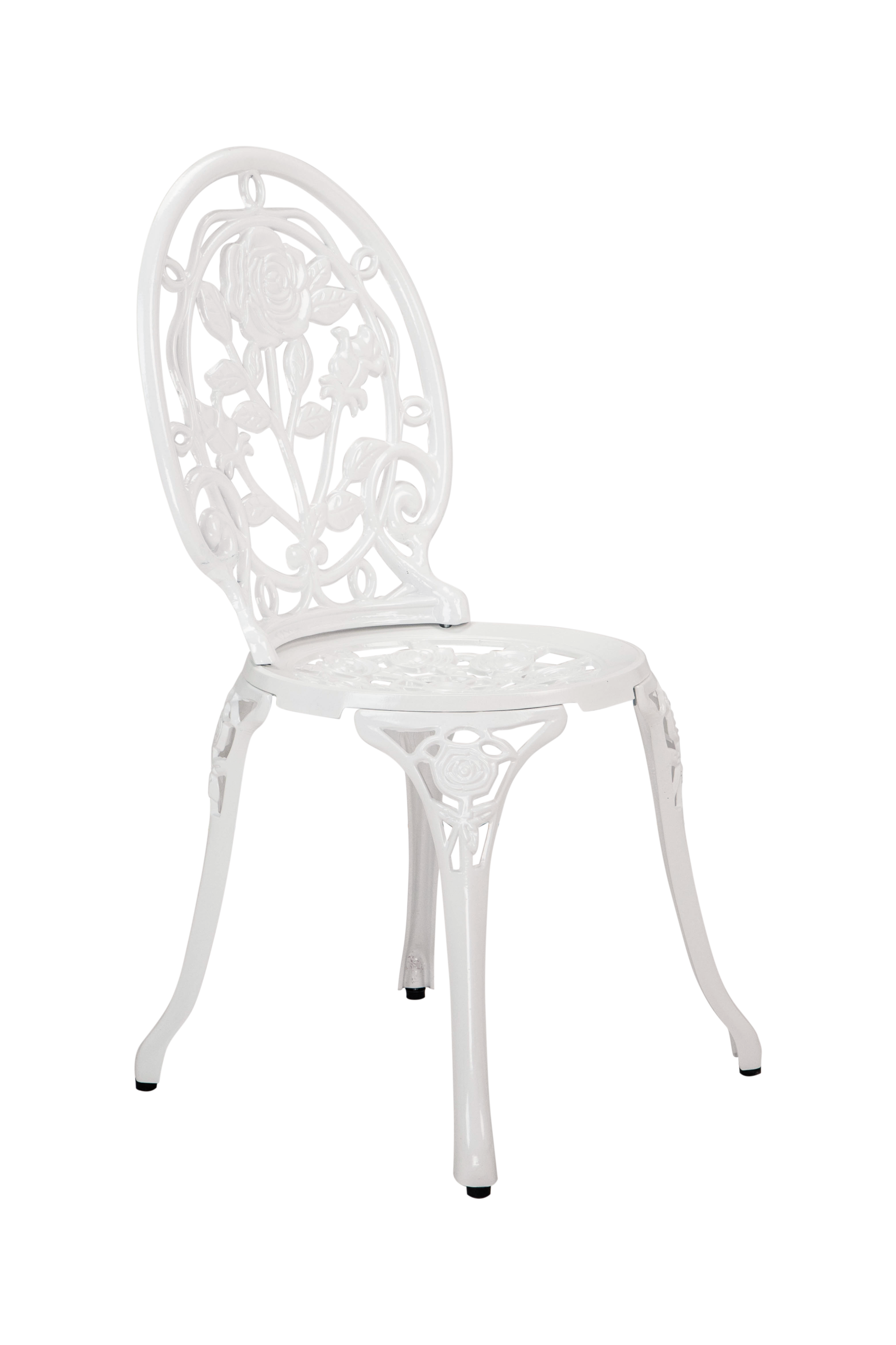 Bistro Table Set, White Rose 3 Piece, Outdoor Patio Table and Chairs Furniture, Durable Rust Weather Resistance，Rose White