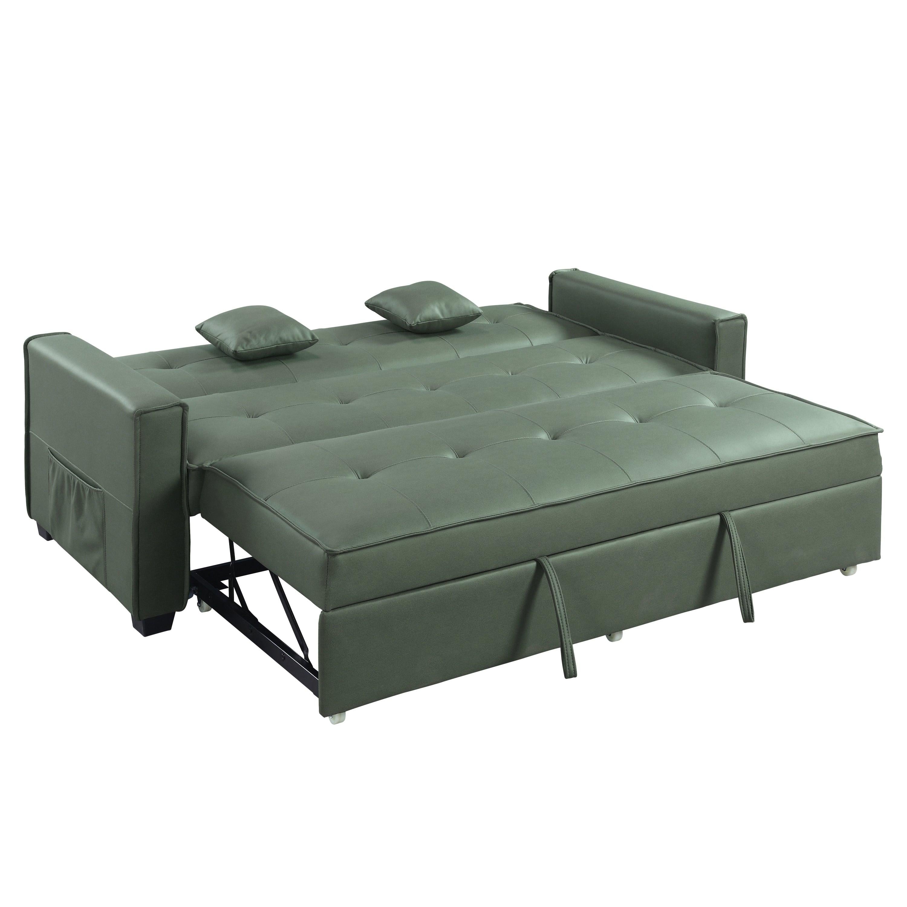 ACME Octavio Adjustable Sofa w/2 Pillows, Green Fabric  LV00824