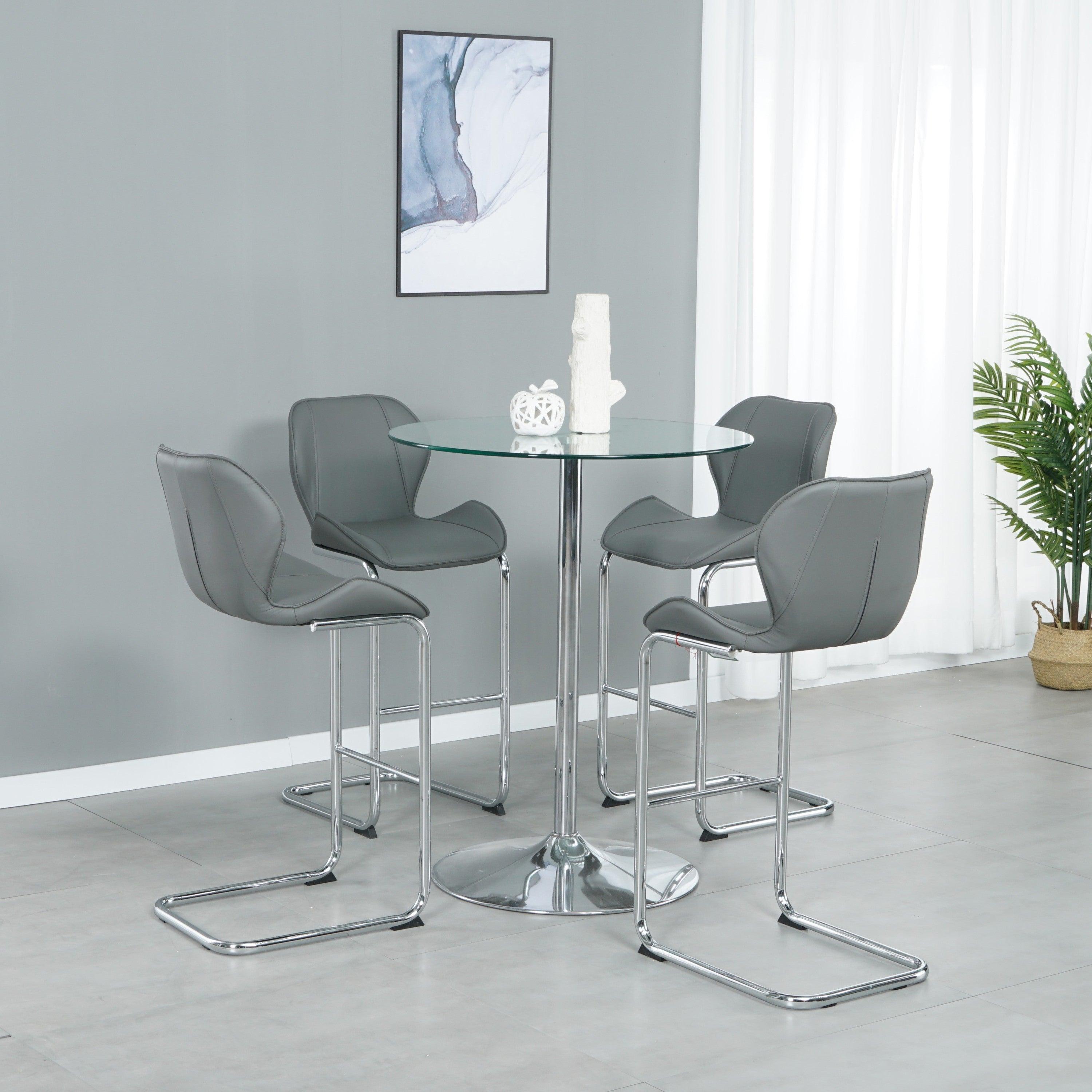 Bar chairModern design for dining and kitchen barstool with metal legs set of 4 (Grey) image