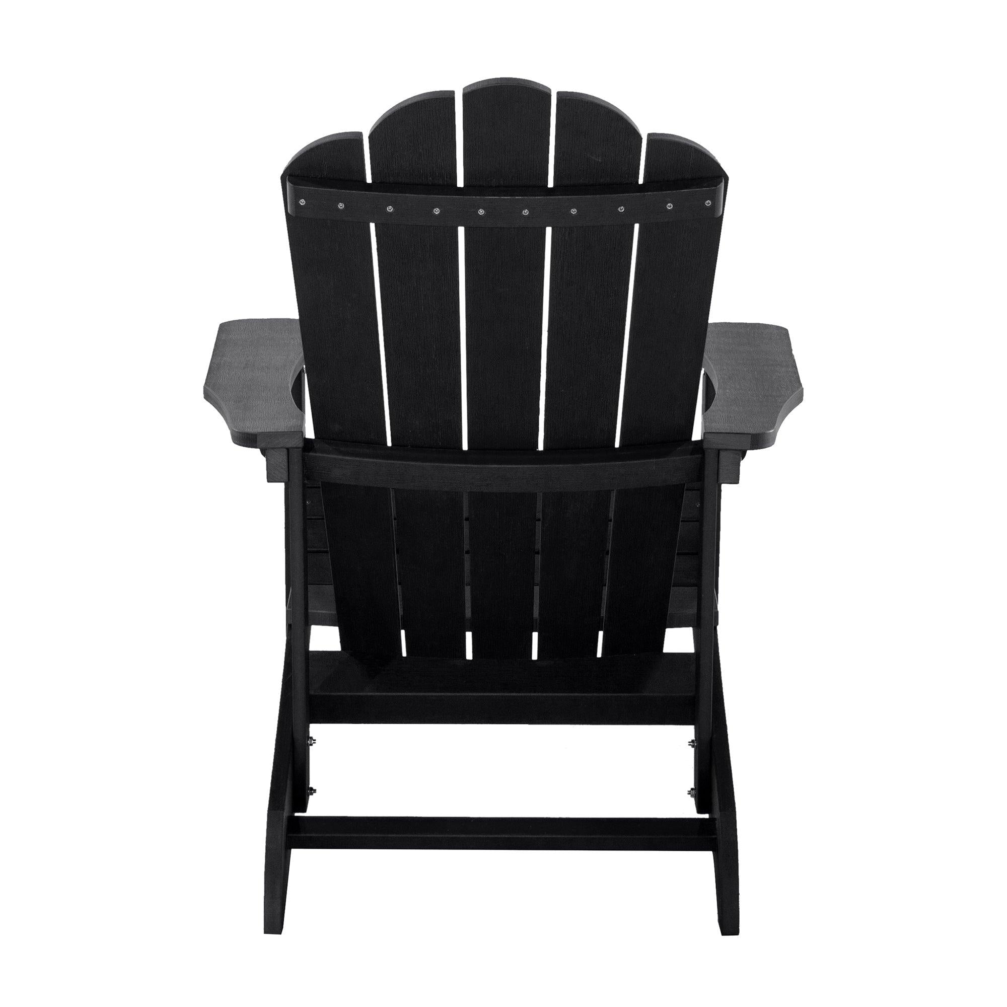 Key West Outdoor Plastic Wood Adirondack Chair, Patio Chair for Deck, Backyards, Lawns, Poolside, and Beaches, Weather Resistant, Black