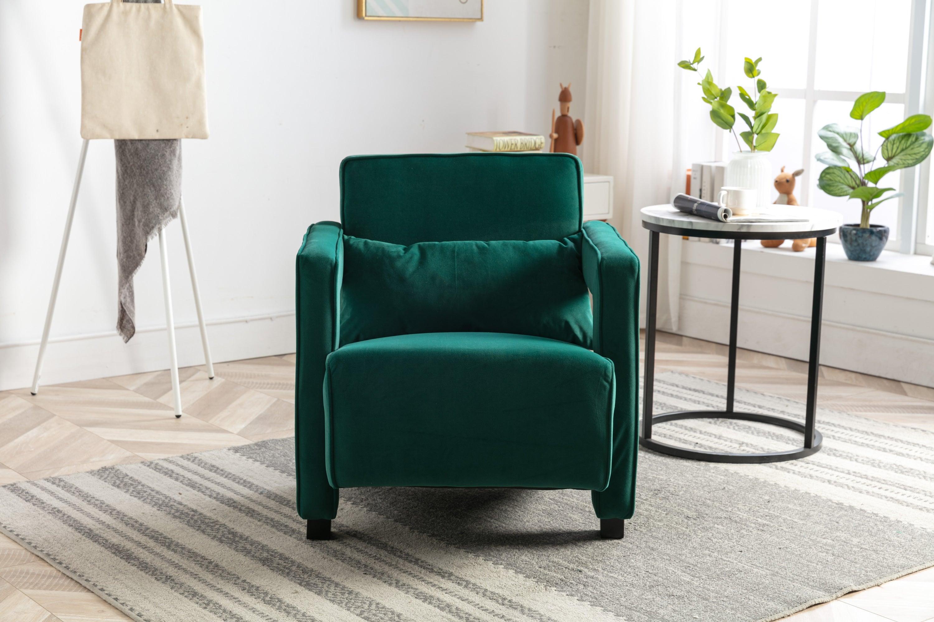 Modern  Velvet Open Back Upholstered Armchair with Pillow