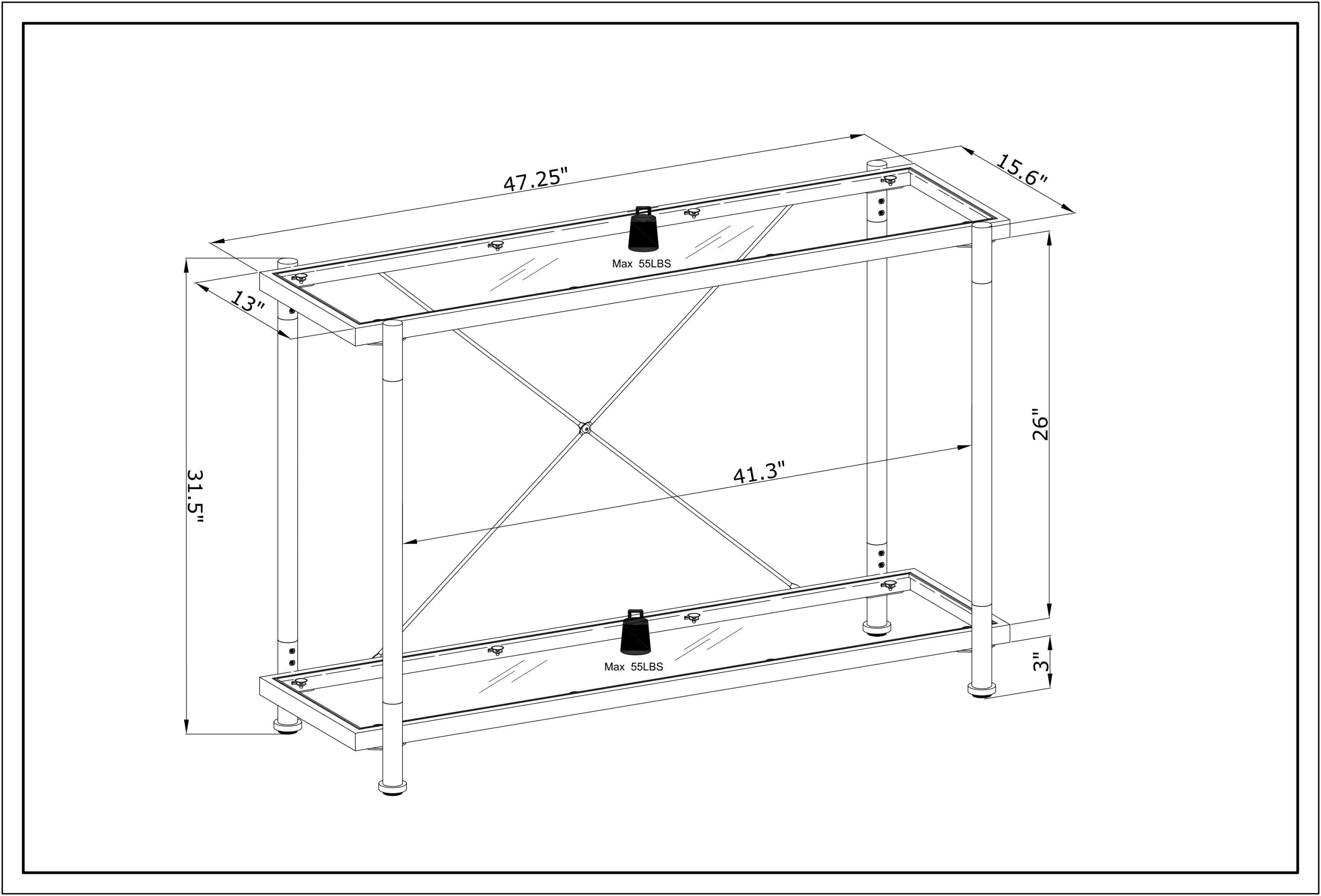 Acrylic Glass Side Table,Chrome Sofa Table,  Console Table for Living Room& Bedroom