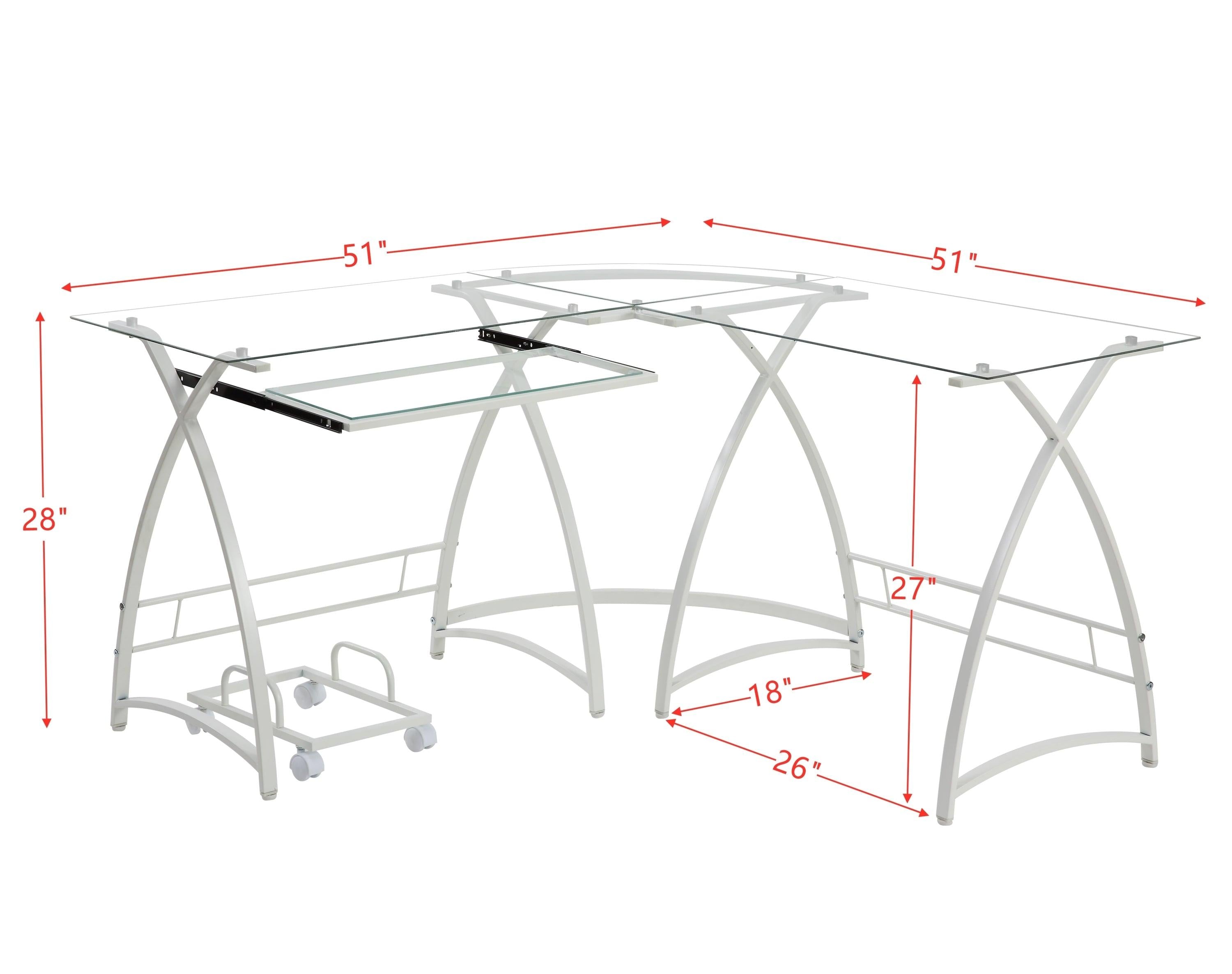 ACME Dazenus Computer Desk in Clear Glass & White Finish OF00040