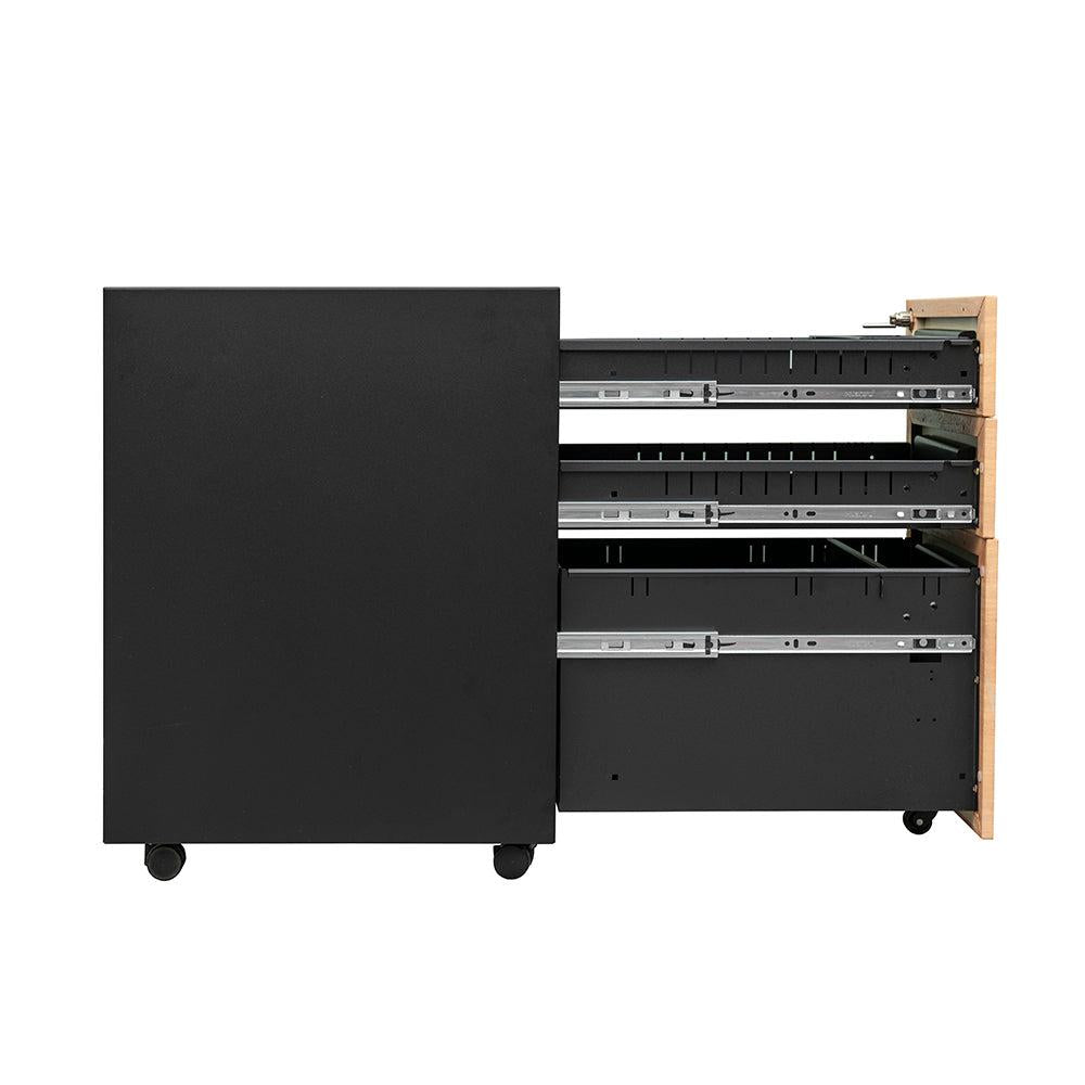 3 Drawer Mobile File Cabinet with Lock Steel File Cabinet for Legal/Letter/A4/F4 Size, Fully Assembled Include Wheels, Home/ Office Design