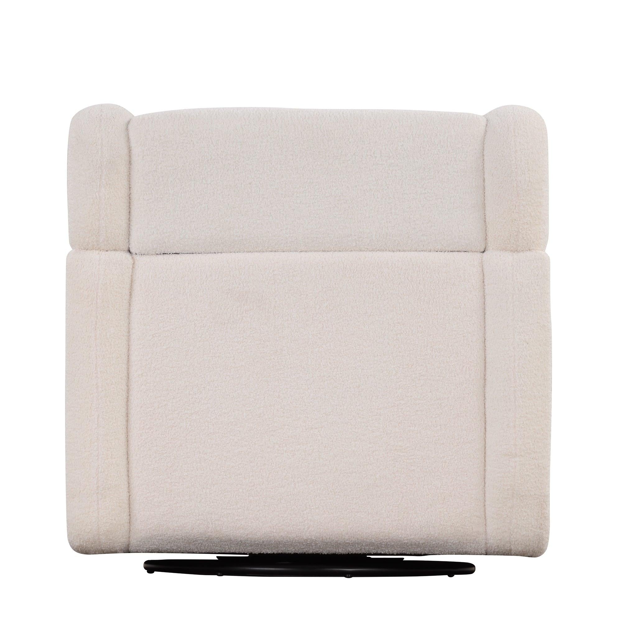 Swivel Accent Chair with Ottoman, Teddy Short Plush Particle Velvet Armchair,360 Degree Swivel Barrel Chair with footstool for Living Room, Hotel, Bedroom, Office, Lounge,White