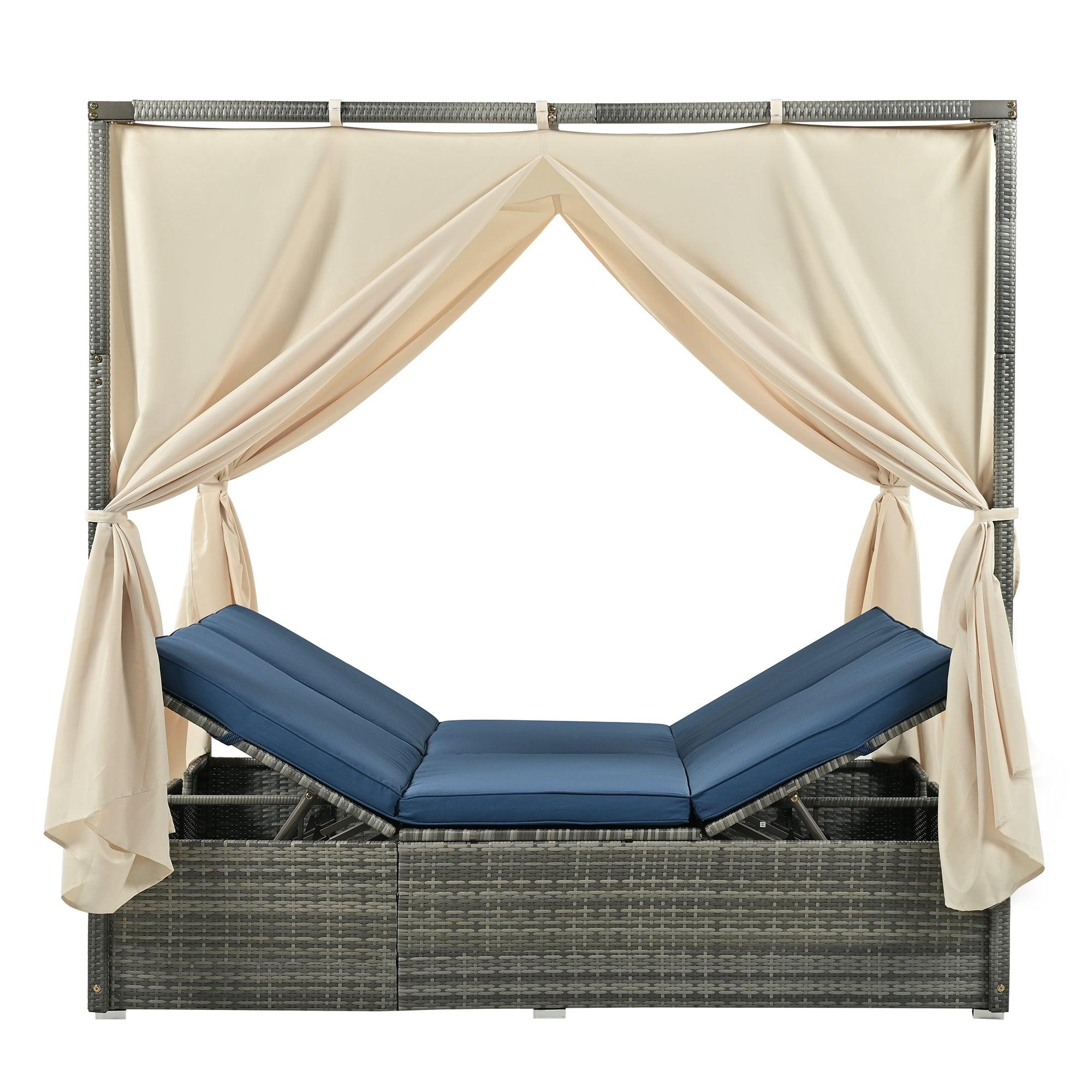 Adjustable Sun Bed With Curtain,High Comfort，With 3 Colors