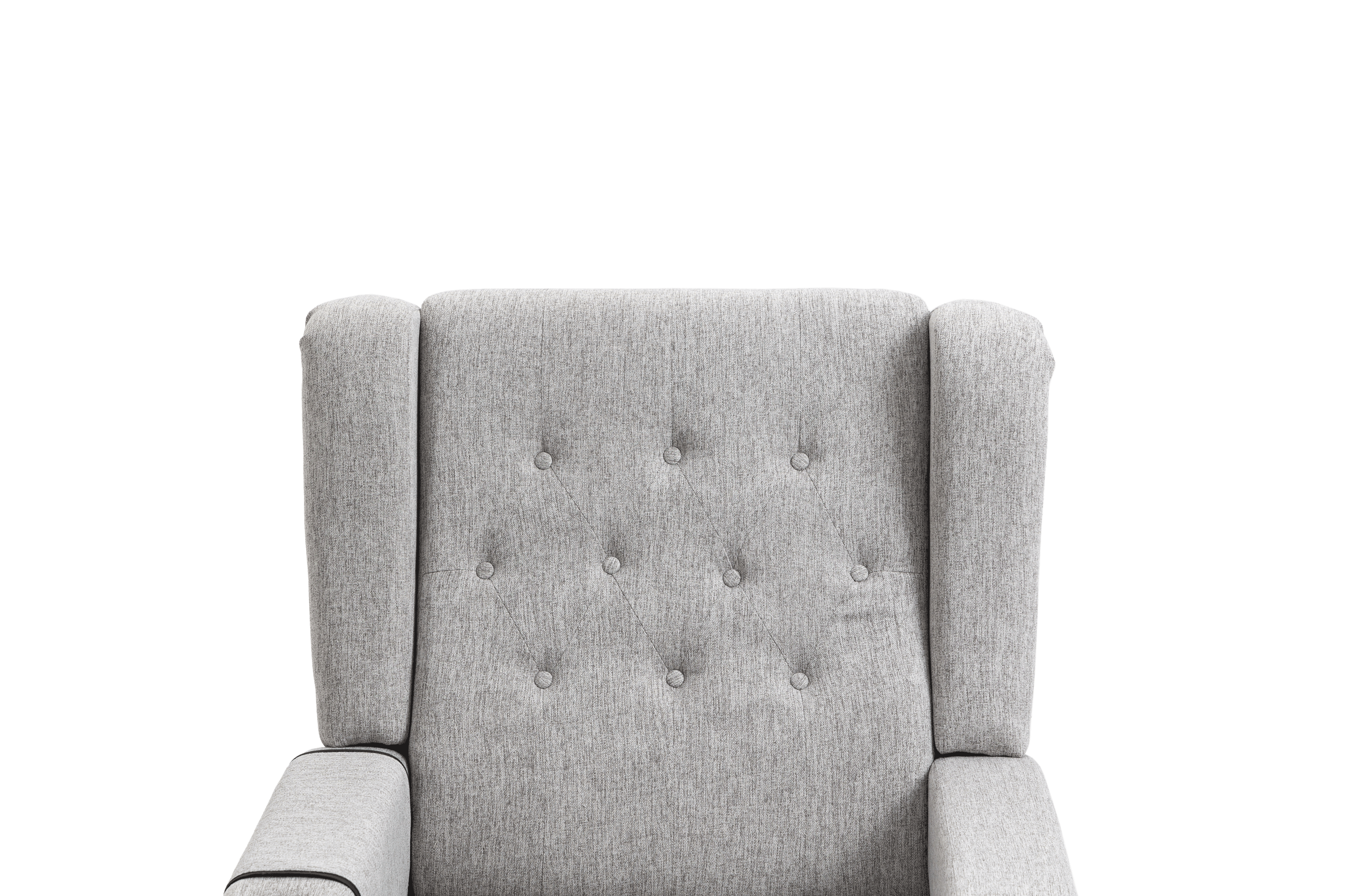 Arm Pushing Recliner Chair,Modern Button Tufted Wingback Push Back Recliner Chair, Living Room Chair Fabric Pushback Manual Single Reclining Sofa Home Theater Seating for Bedroom,Light Gray