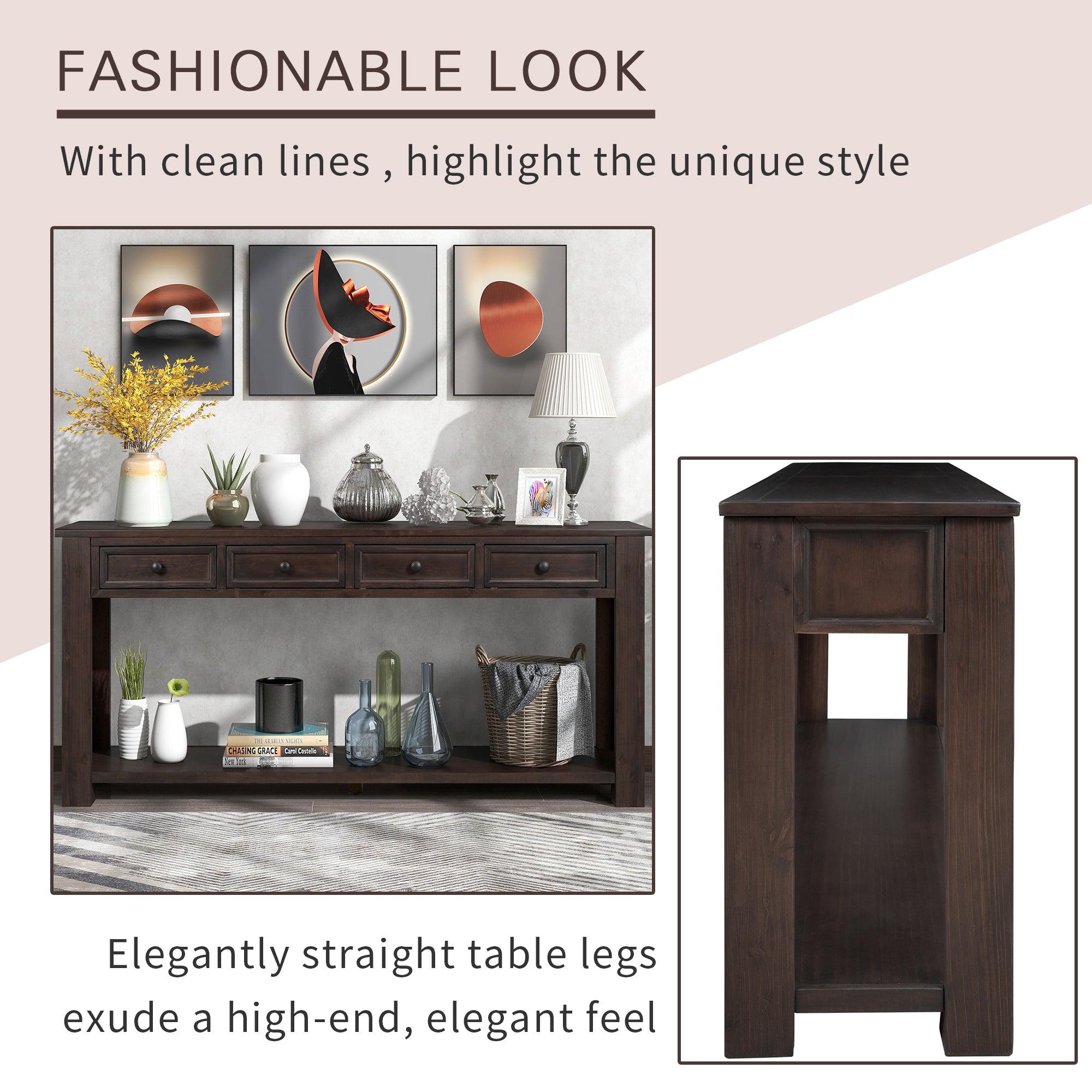 Console Table/Sofa Table withStorage Drawers and Bottom Shelf for Entryway Hallway(Espresso)