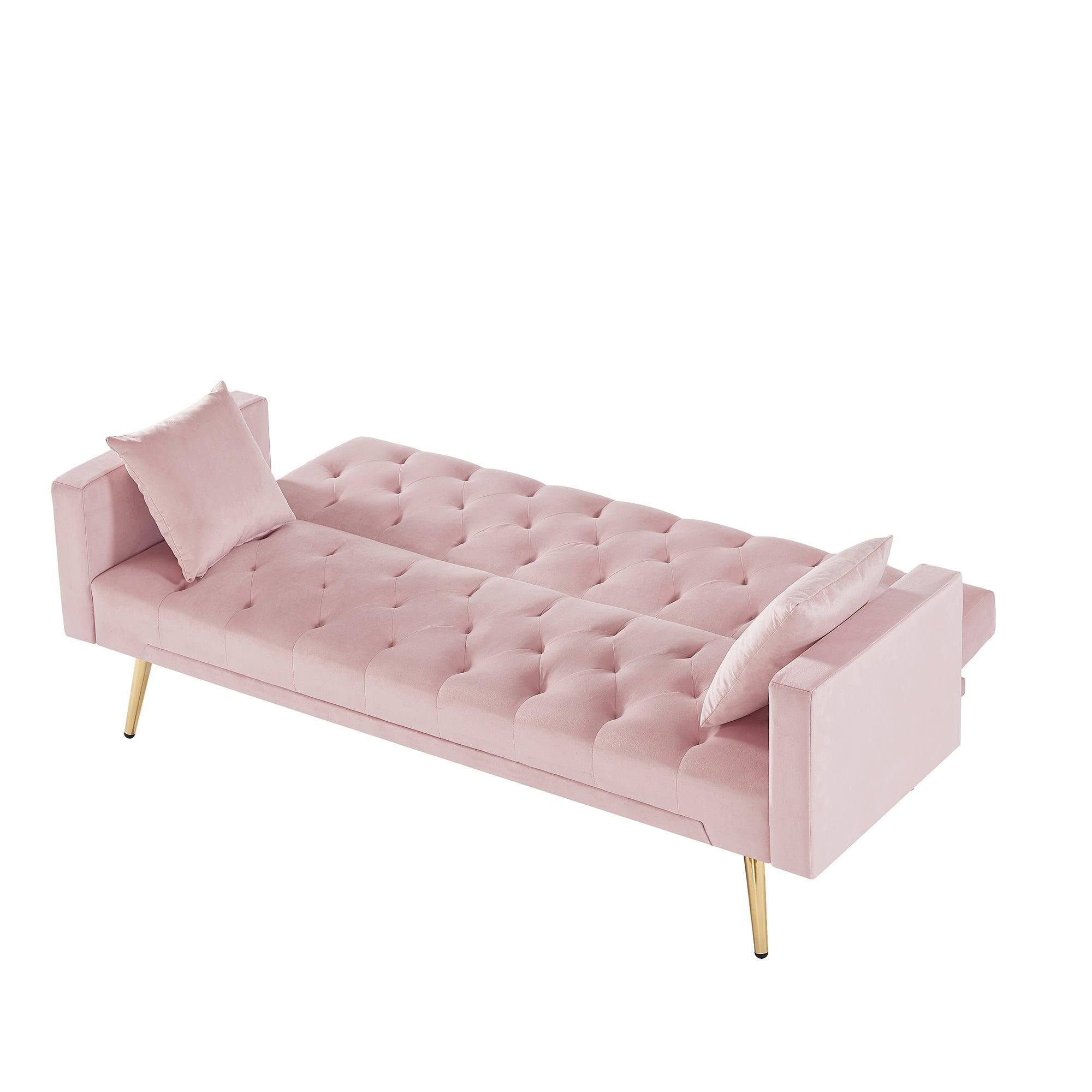 PINK Convertible Folding Futon Sofa Bed , Sleeper Sofa Couch for Compact Living Space.