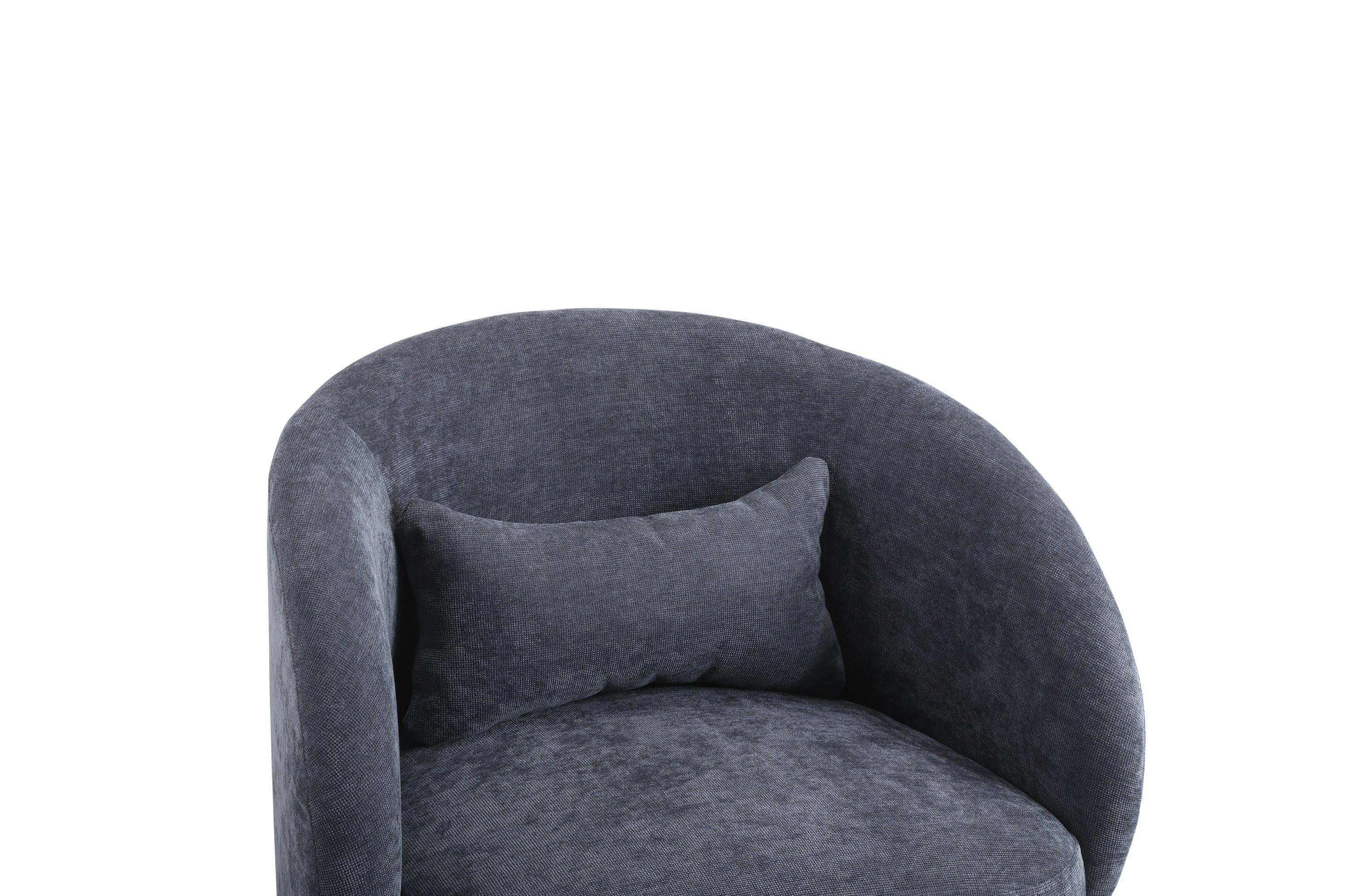 Swivel Accent Chair Armchair, Round Barrel Chair in Fabric for Living Room Bedroom(Dark Grey)