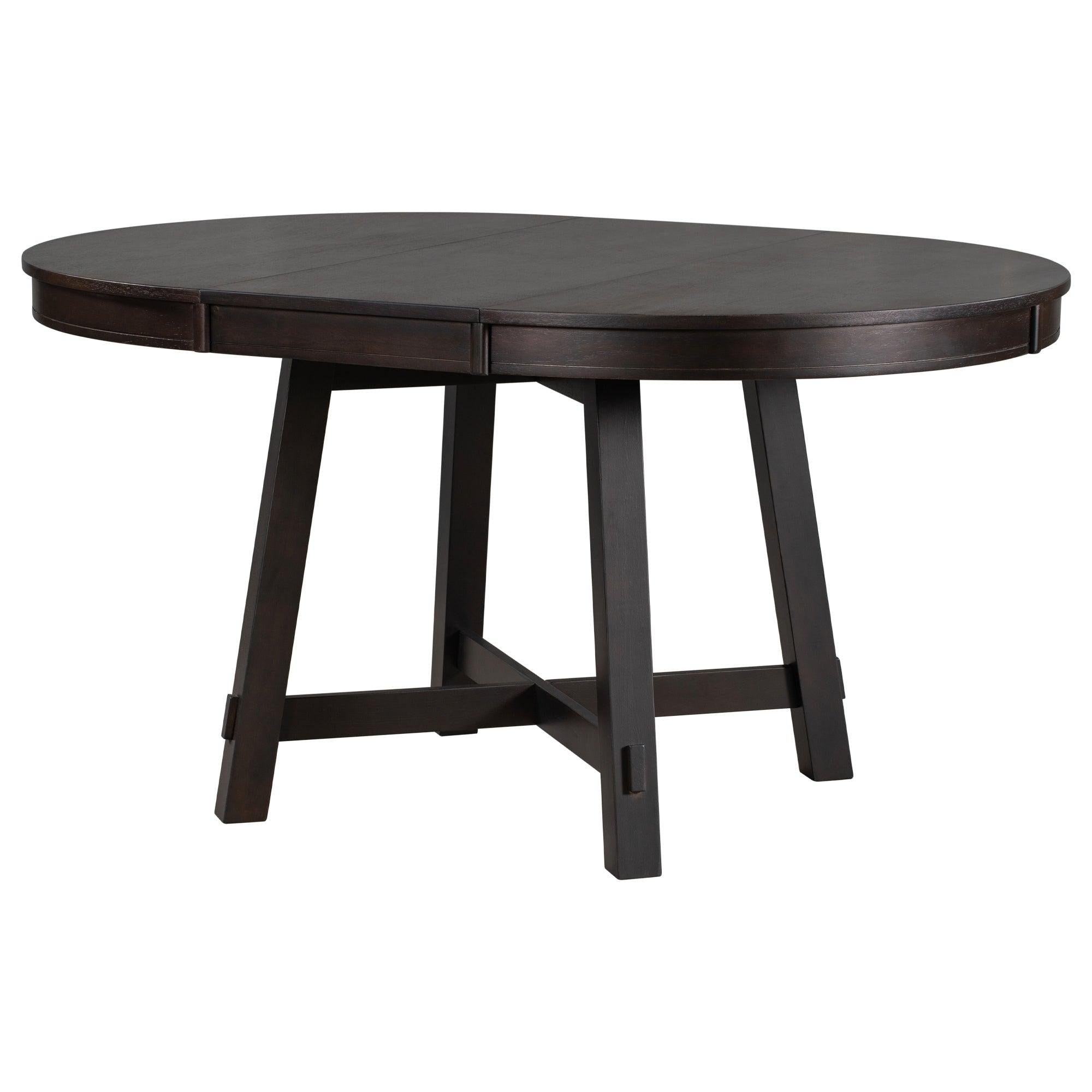 Farmhouse Round Extendable Dining Table with 16" Leaf Wood Kitchen Table (Espresso)