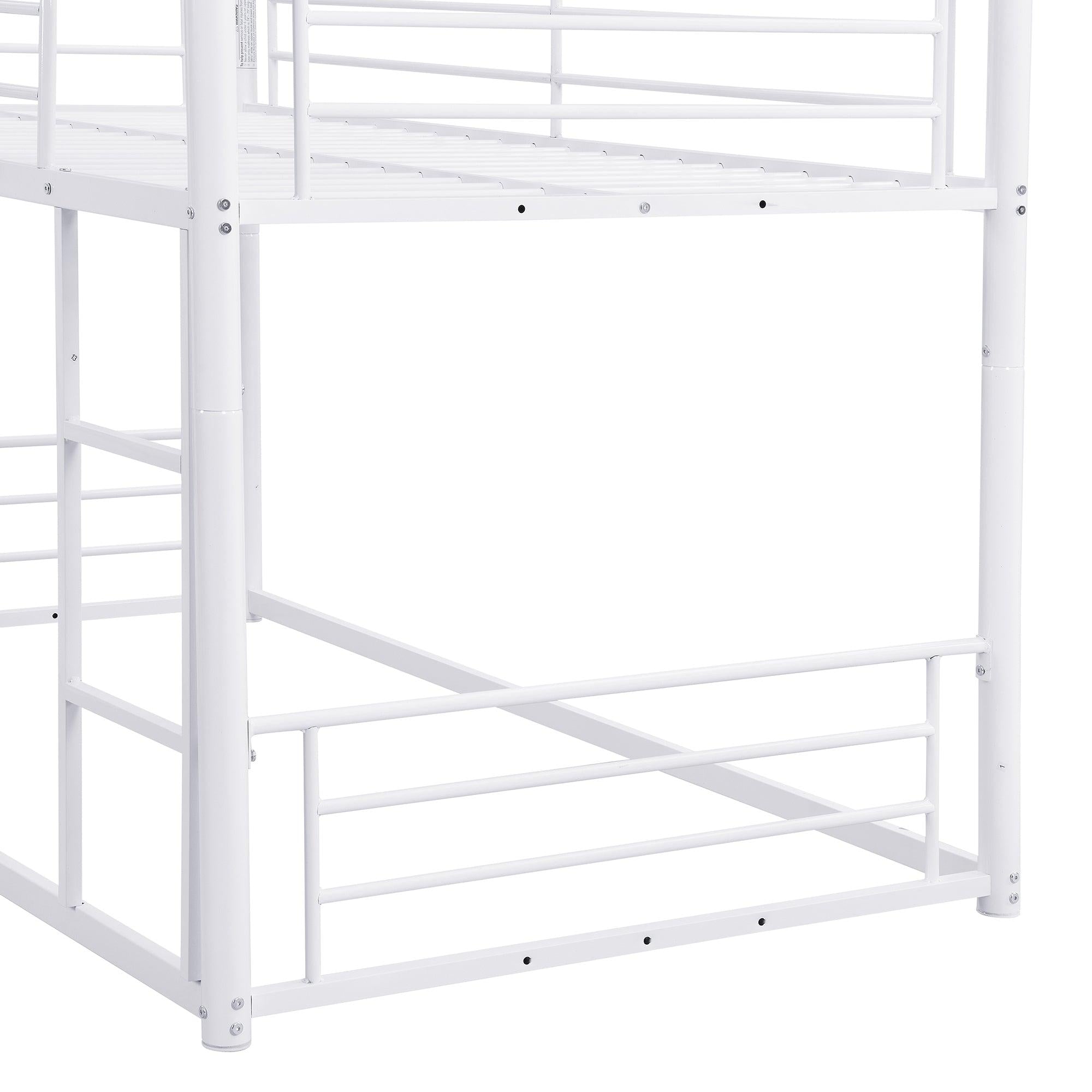 Twin Size Metal Bunk Bed with Ladders and Slide, Divided into Platform and Loft Bed, White