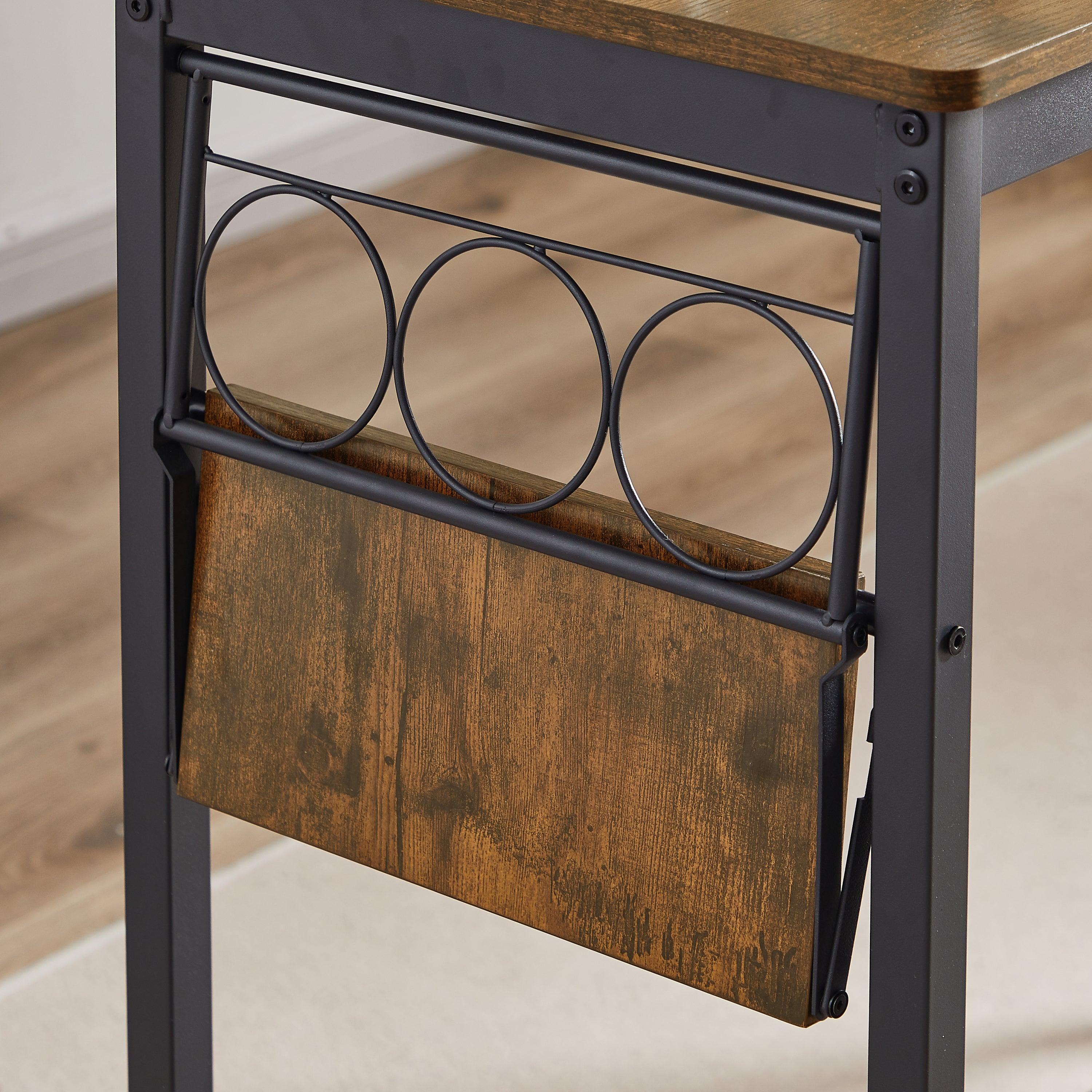 Bar Table Set with wine bottleStorage rack (Rustic Brown,47.24’’w x 15.75’’d x 35.43’’h)