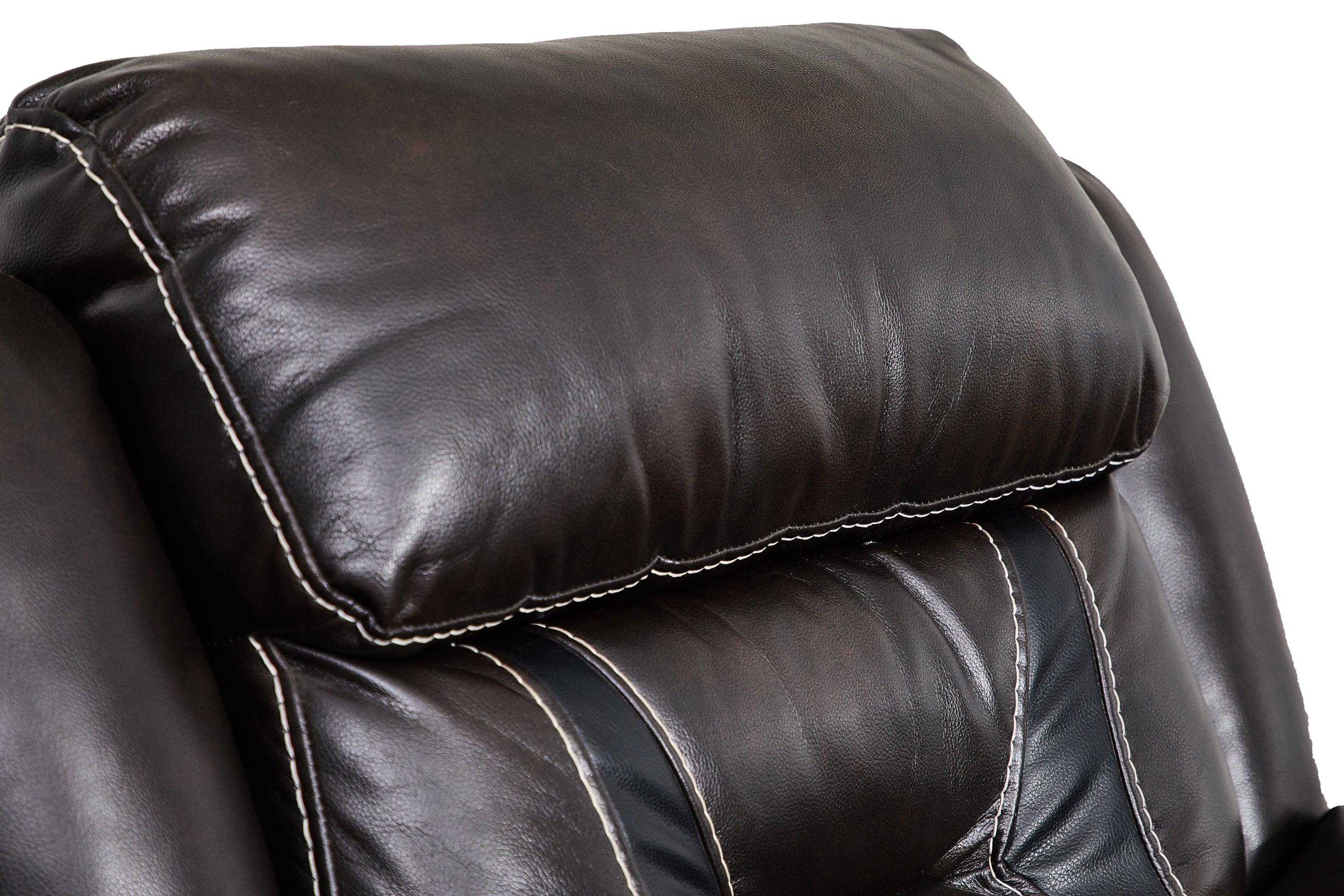 Reclining upholstered manual puller in faux leather, Brown 85.83*38.58*40.16