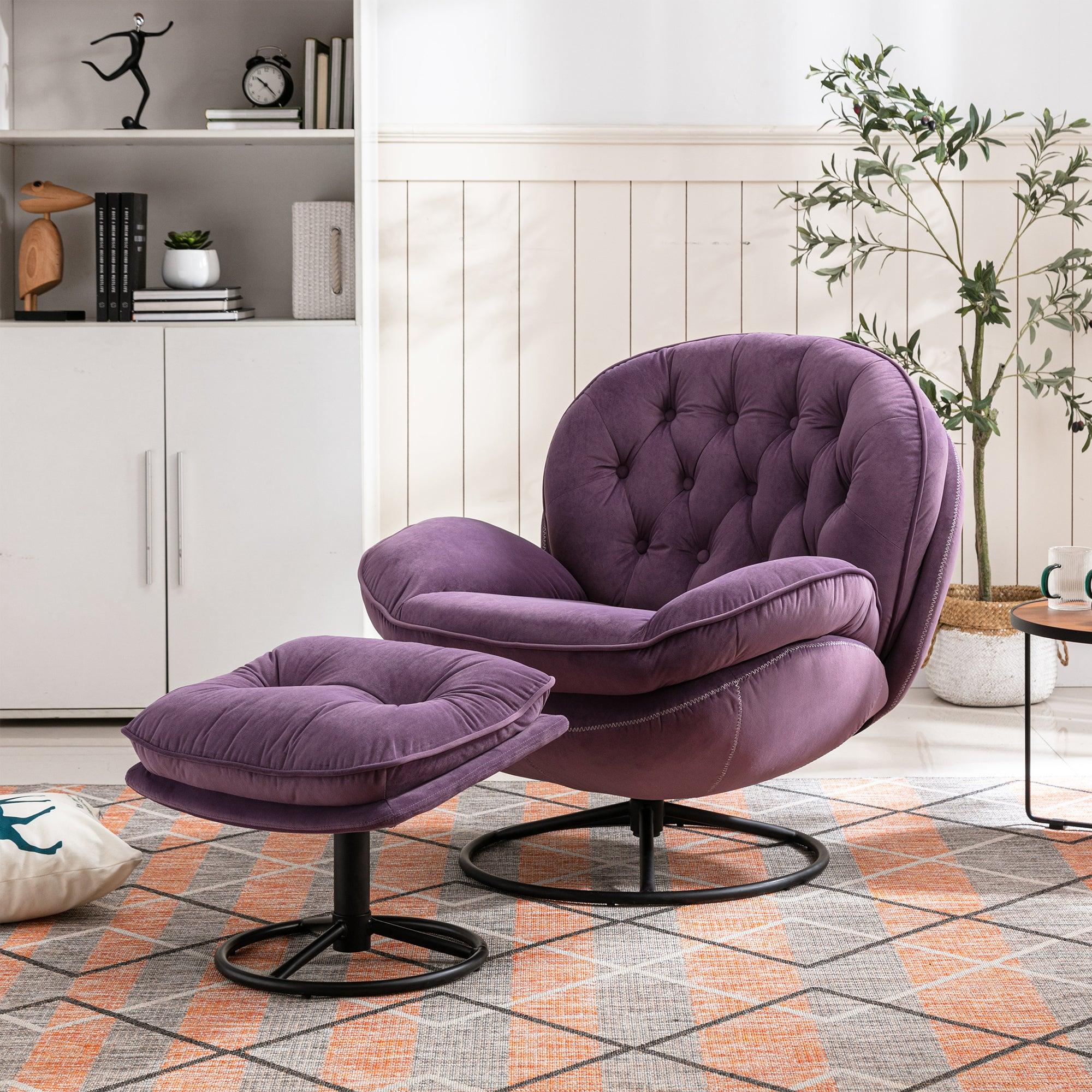 Accent chair  TV Chair  Living room Chair   with Ottoman-PURPLE image