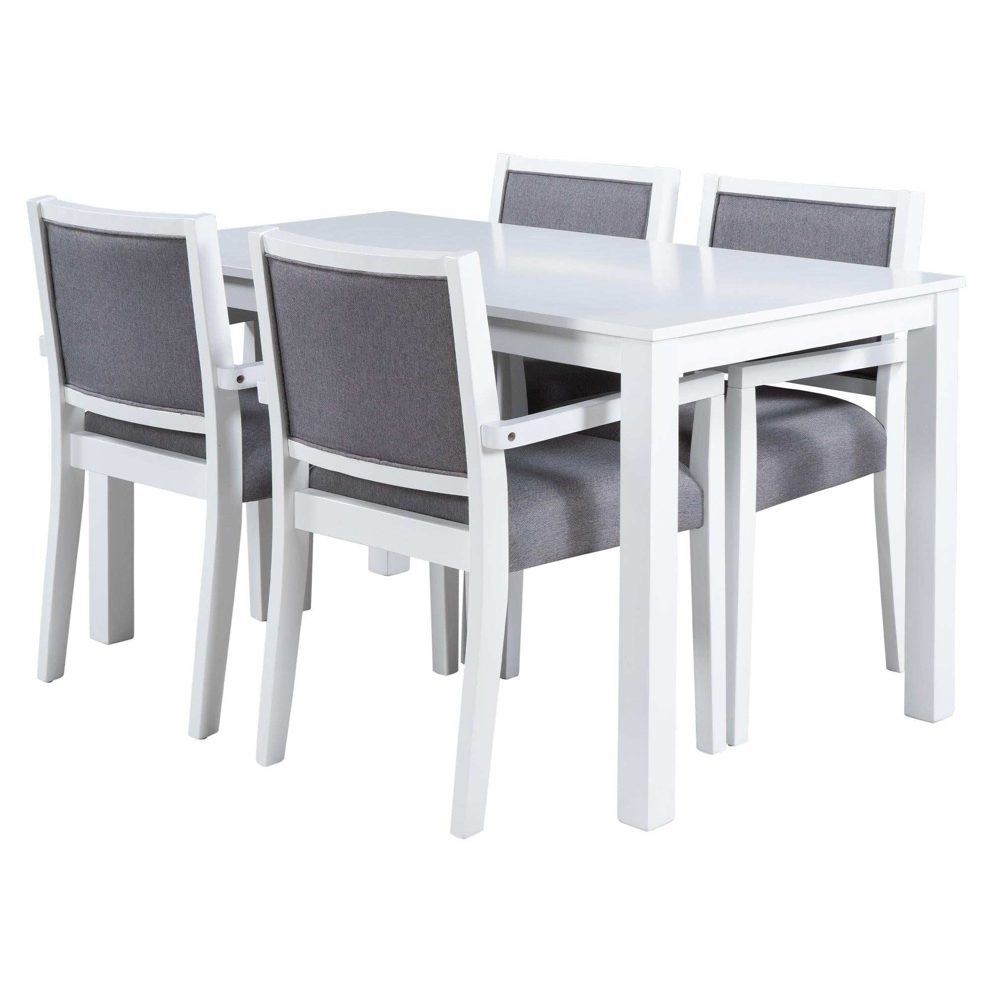 Wood 5-Piece Dining Table Set with 4 Arm Upholstered Dining Chairs,Gray