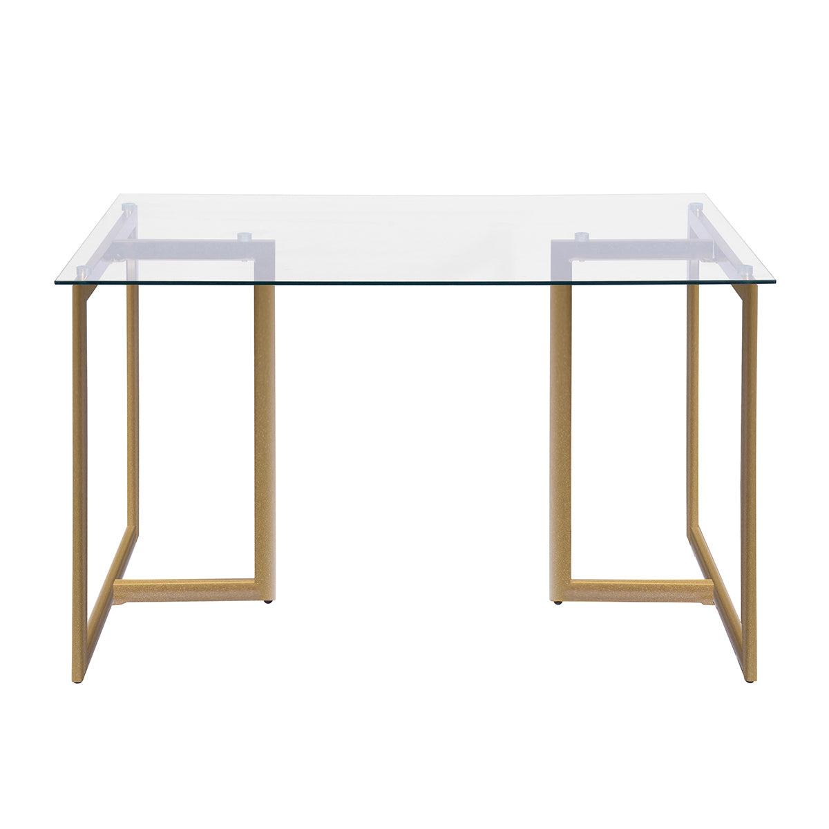 47'' Iron Dining Table with Tempered Glass Top, Clear