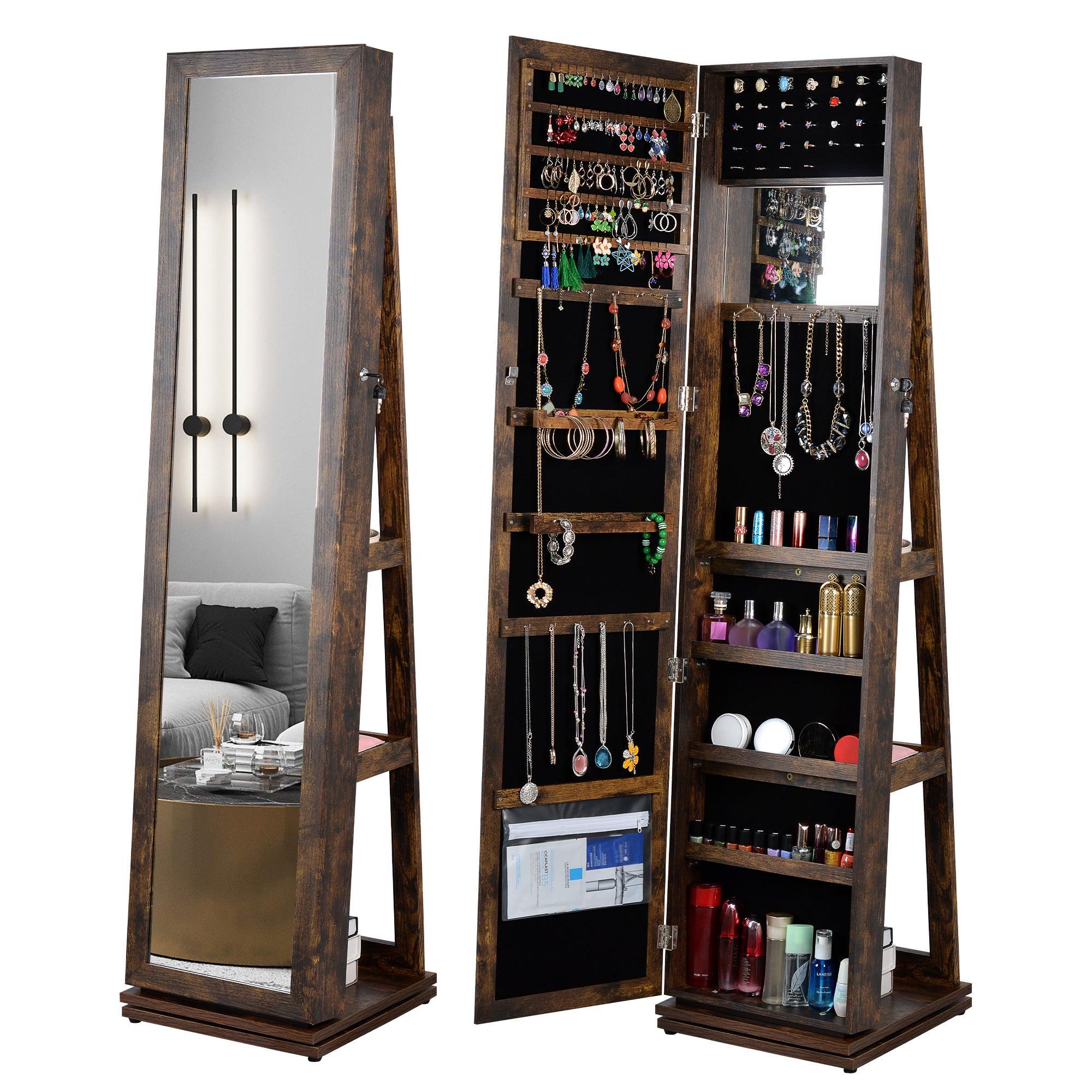 Full Length Mirror 360° Swivel Jewelry Cabinet image