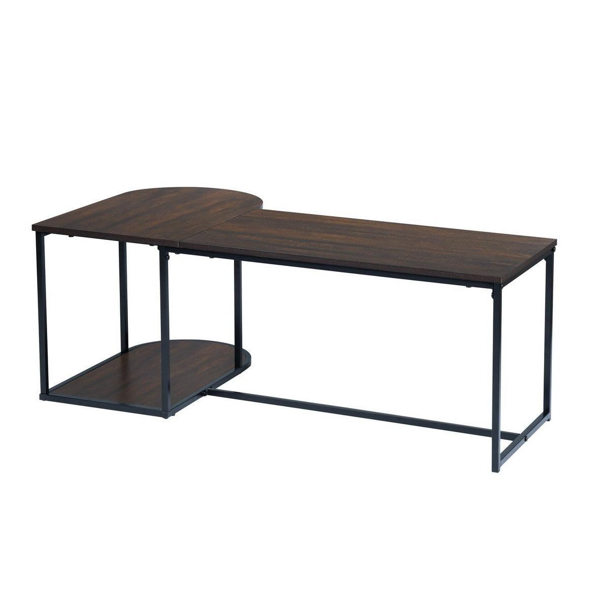 47.2''W x 25.6"D x 17.7"HModern Industrial Style Rectangular Wood Grain Top Coffee Table with Metal Frame - Walnut & Black