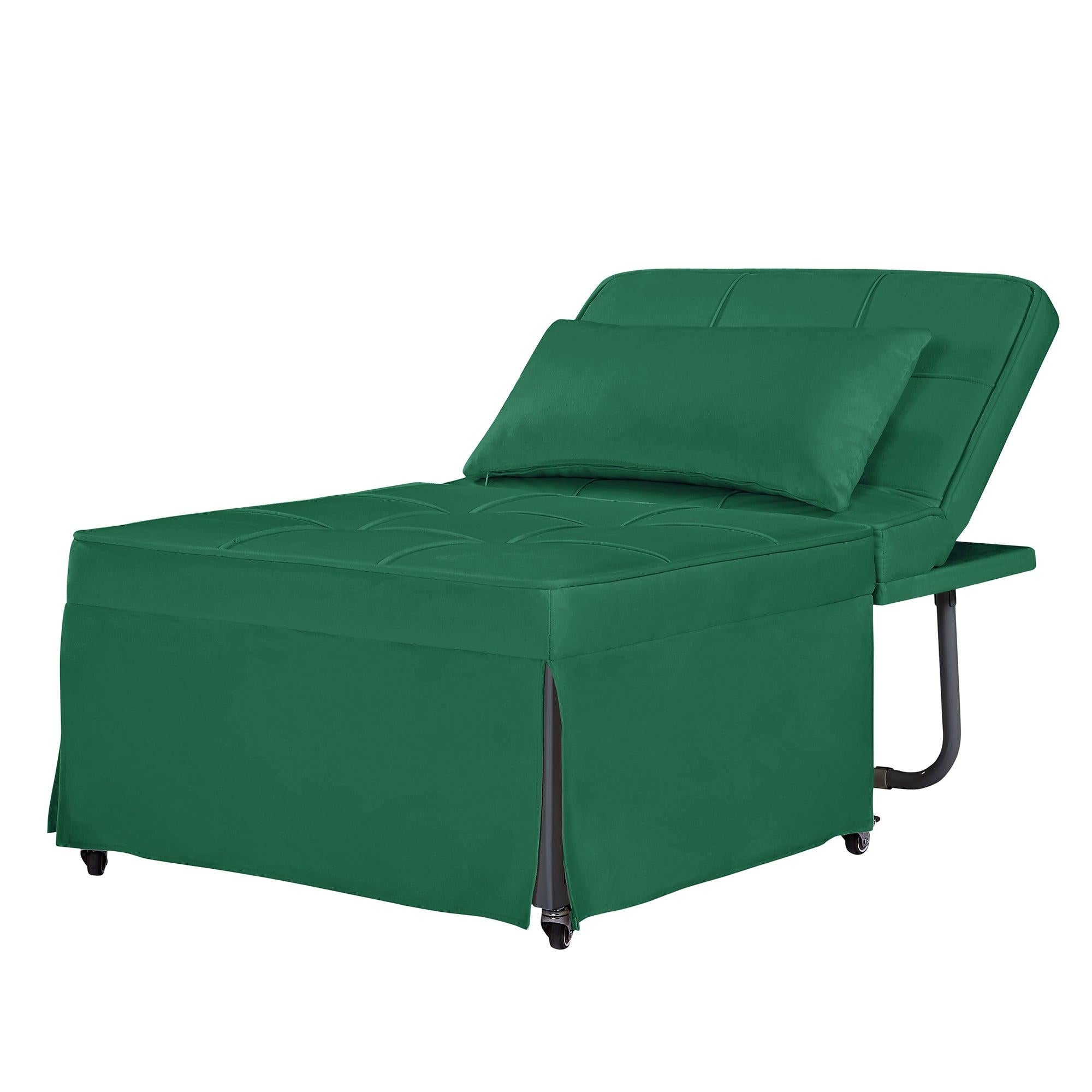 Velvet Folding Sofa Bed Sleeper Chair with Adjustable Backrest .